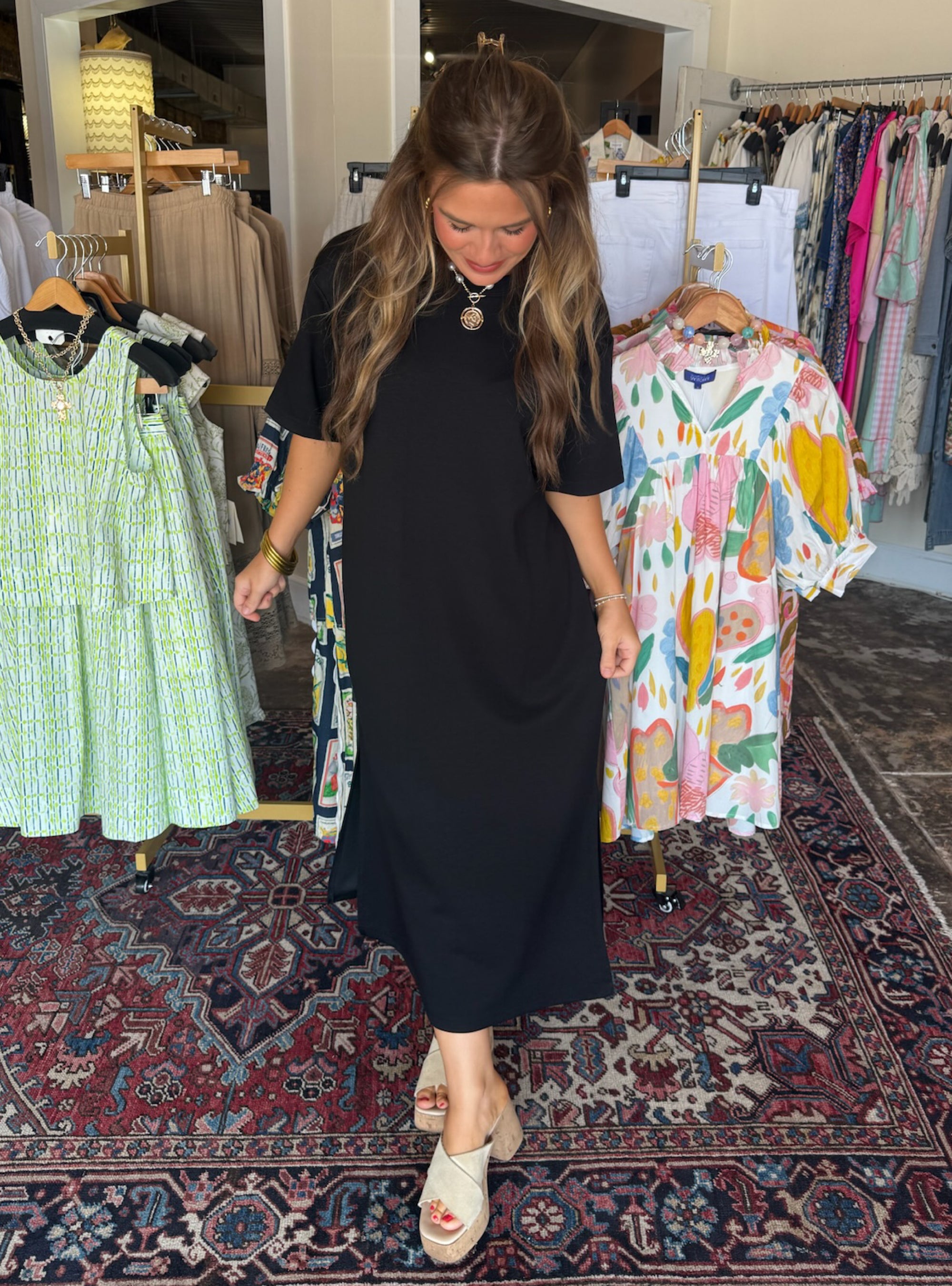 Living In Comfort Black Midi Dress