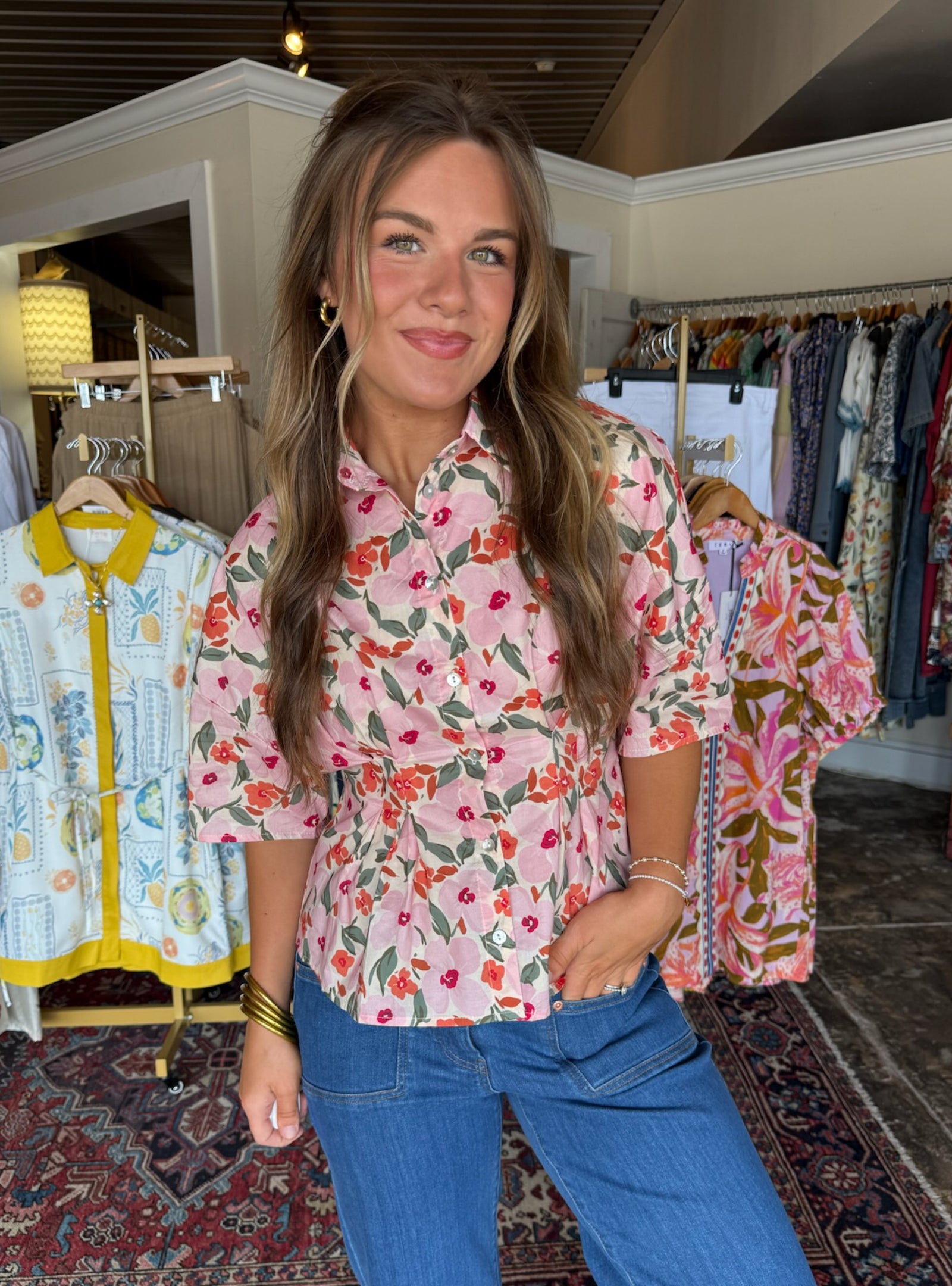 Saffron Bloom Cinched Top