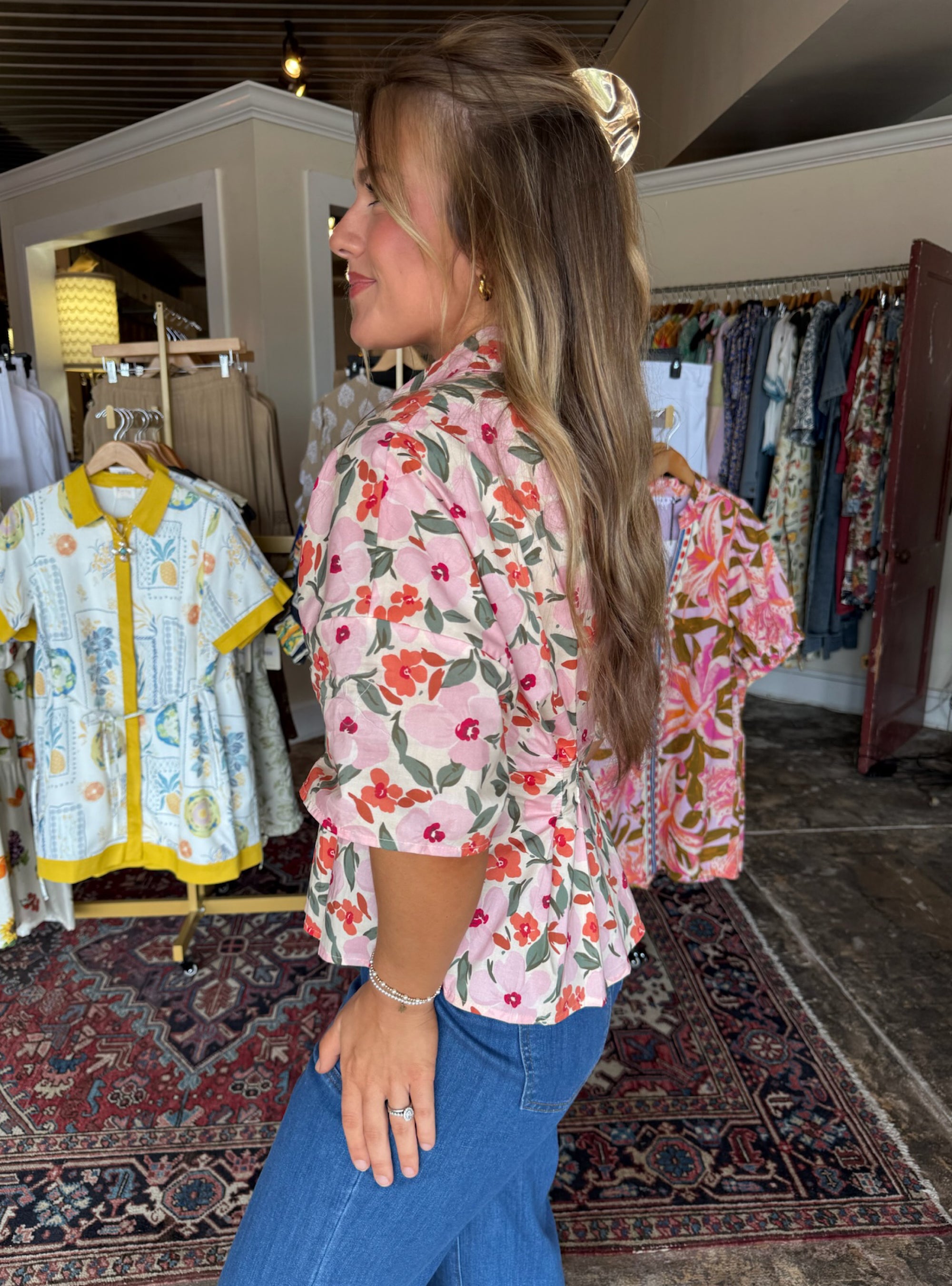 Saffron Bloom Cinched Top