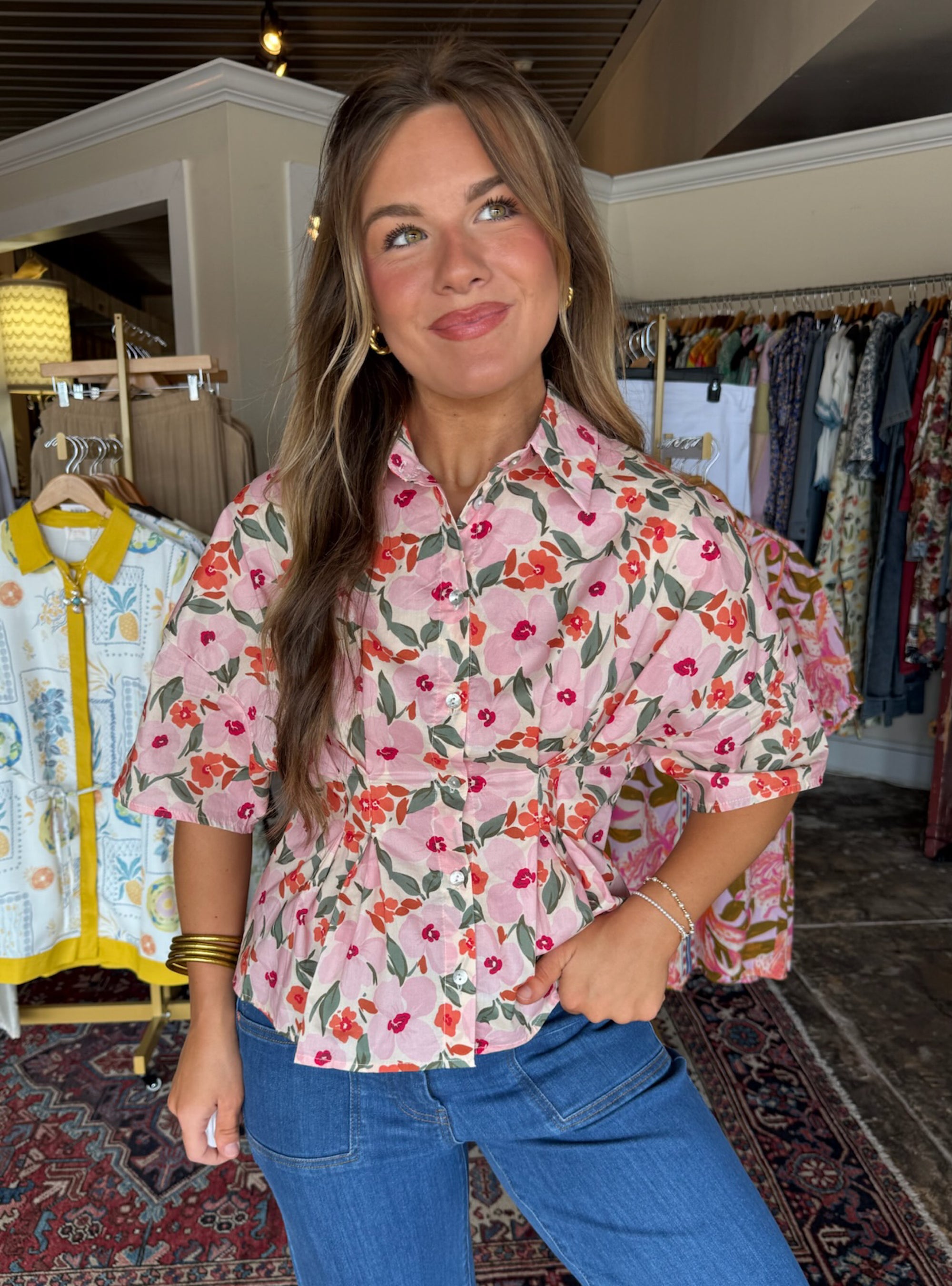 Saffron Bloom Cinched Top
