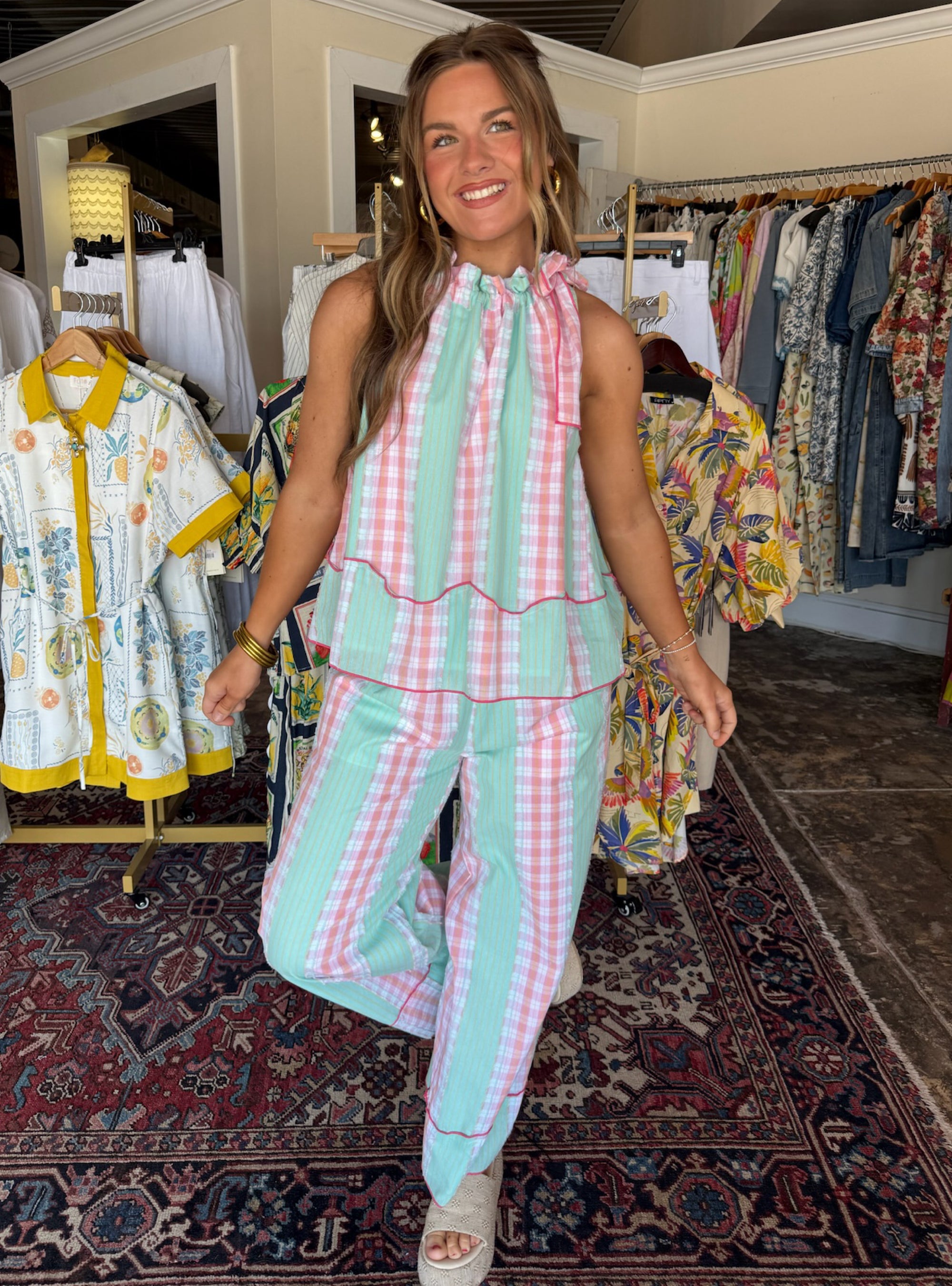 Mint To Be Matching Plaid Set