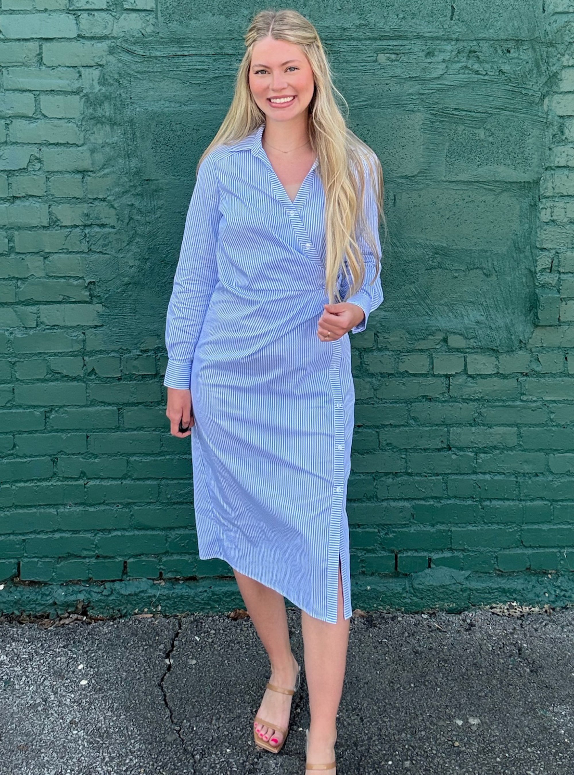 Renuar Blue &amp; White Striped Dress
