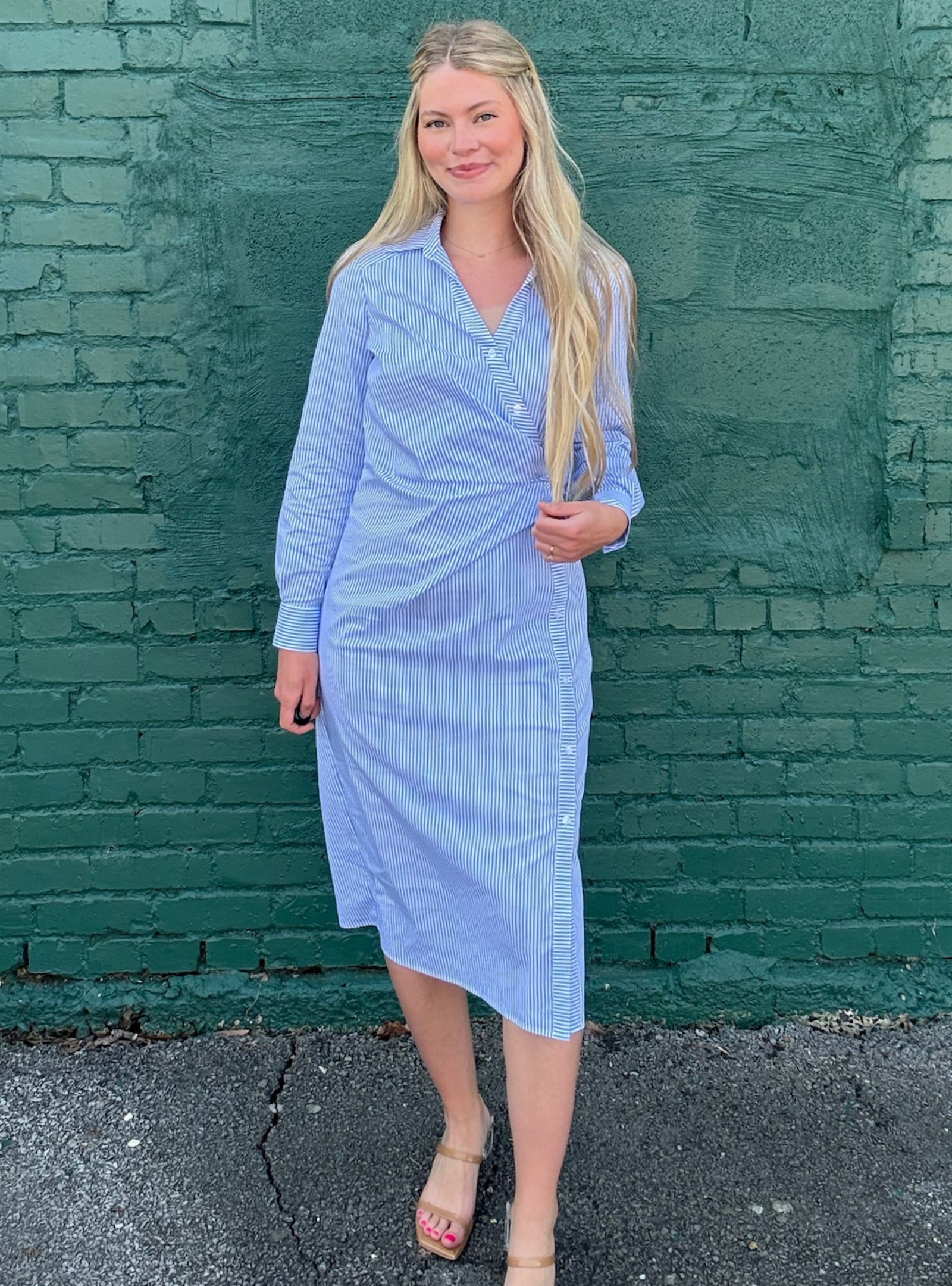 Renuar Blue & White Striped Dress