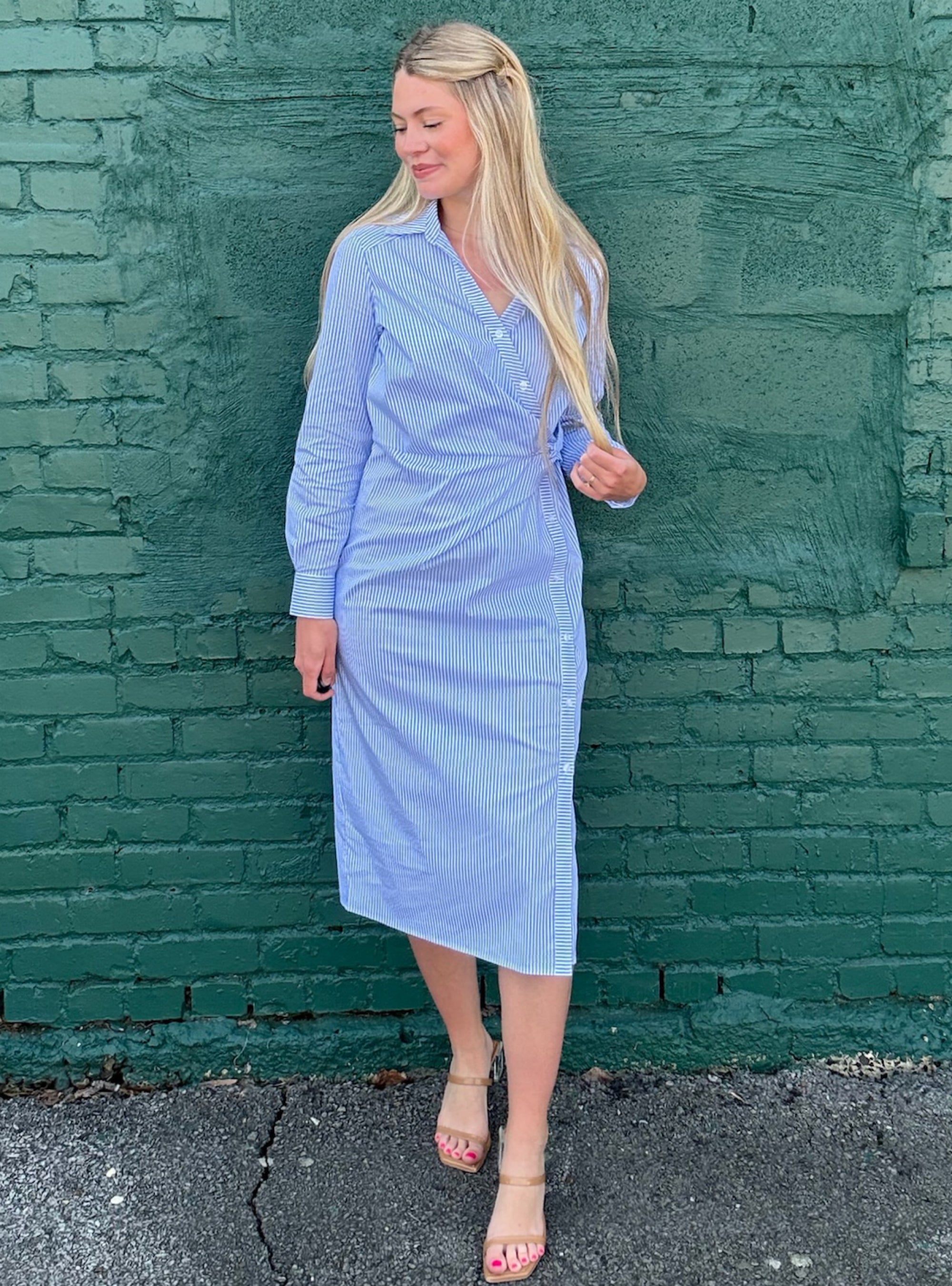 Renuar Blue &amp; White Striped Dress