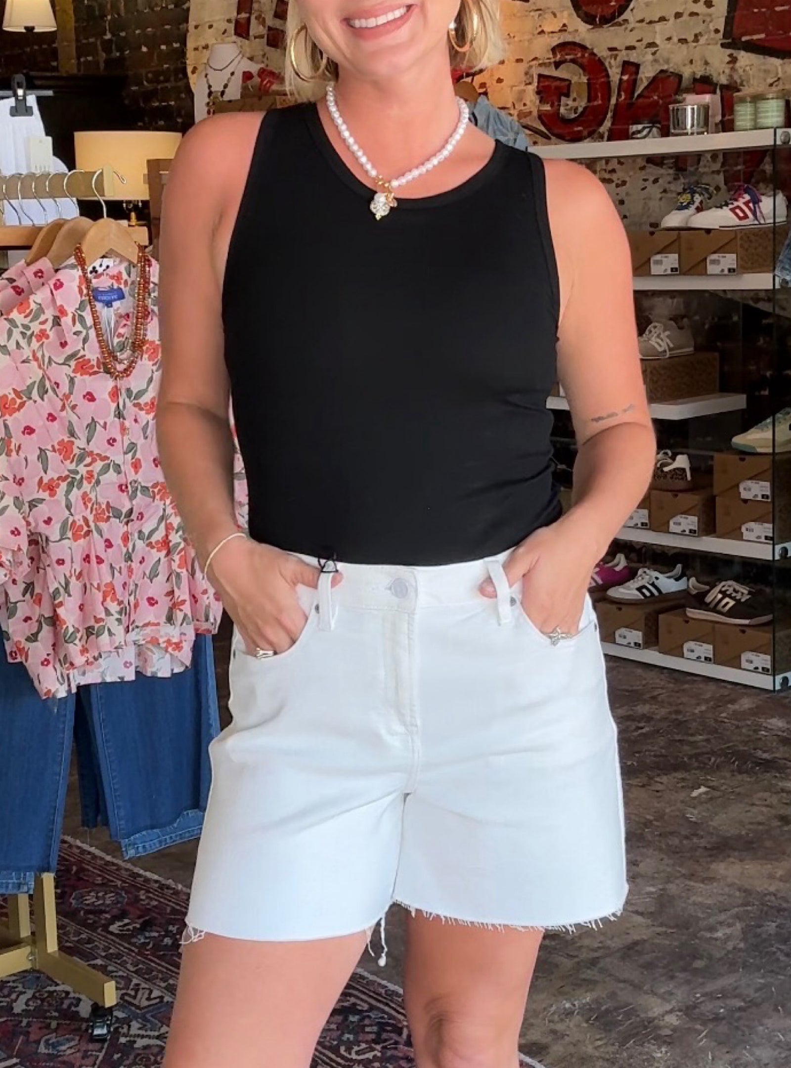 Hidden White A-Line High Rise Shorts