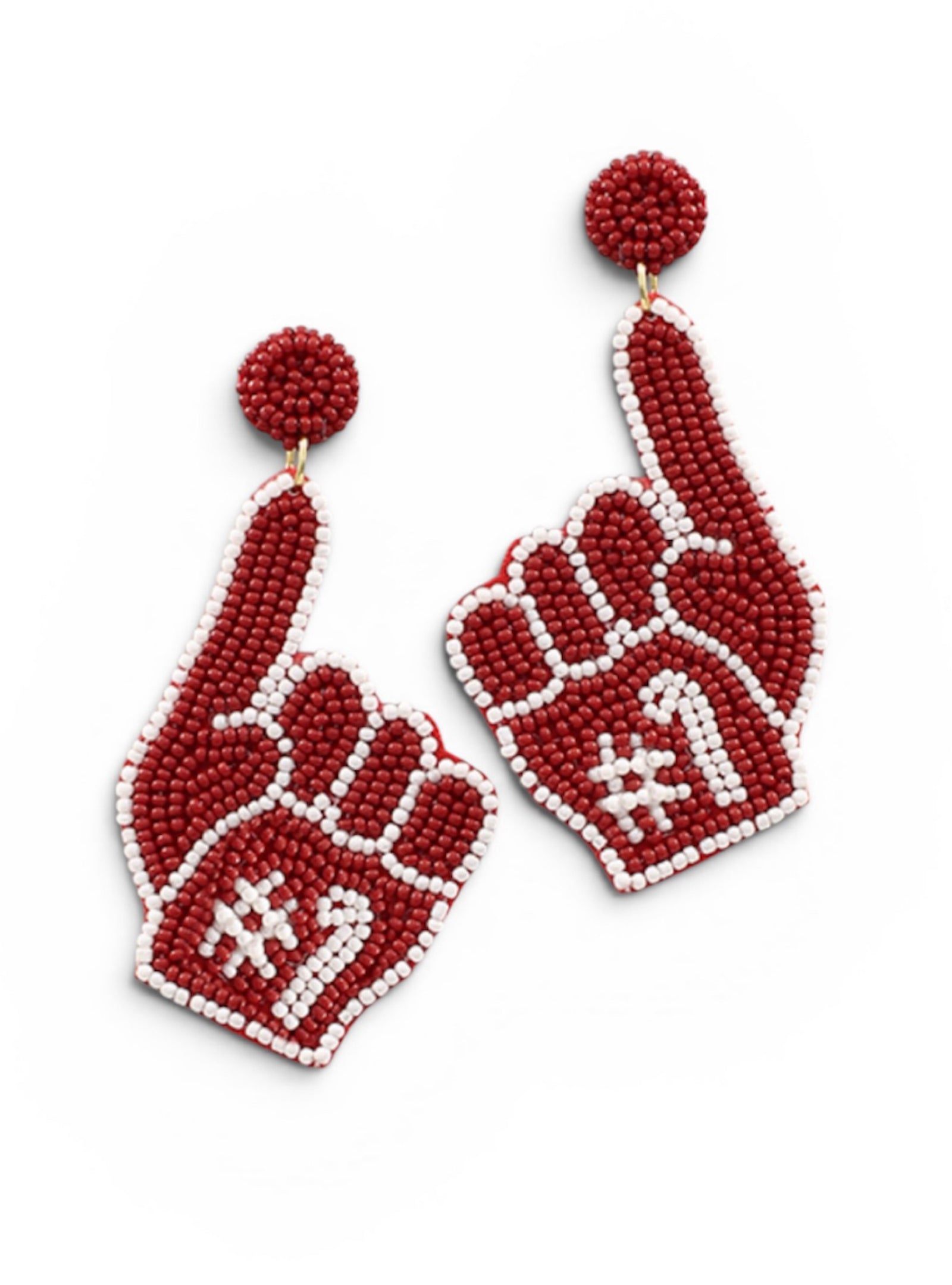 #1 In Game Day Style Seed Bead Earrings - Crimson