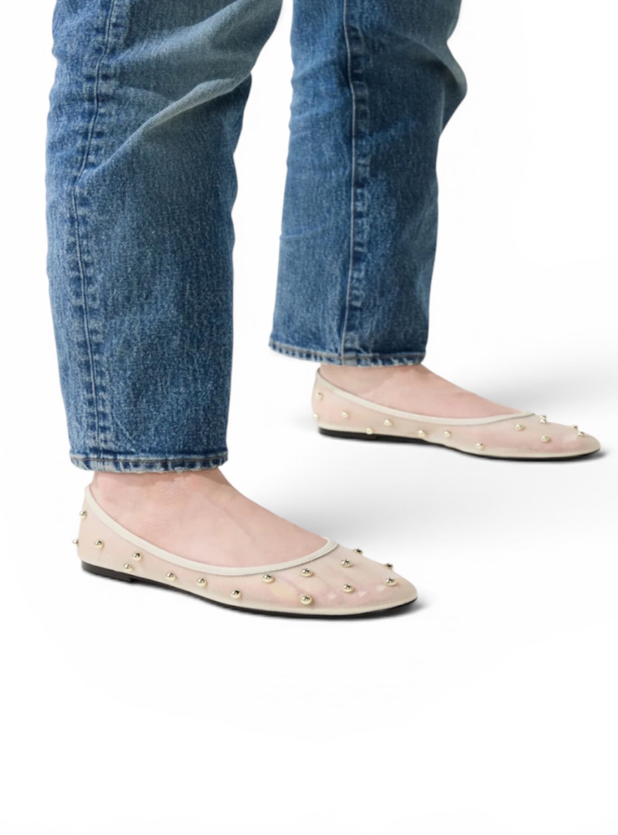 Yosi Samra Sadie Cream Studded Ballet Flat