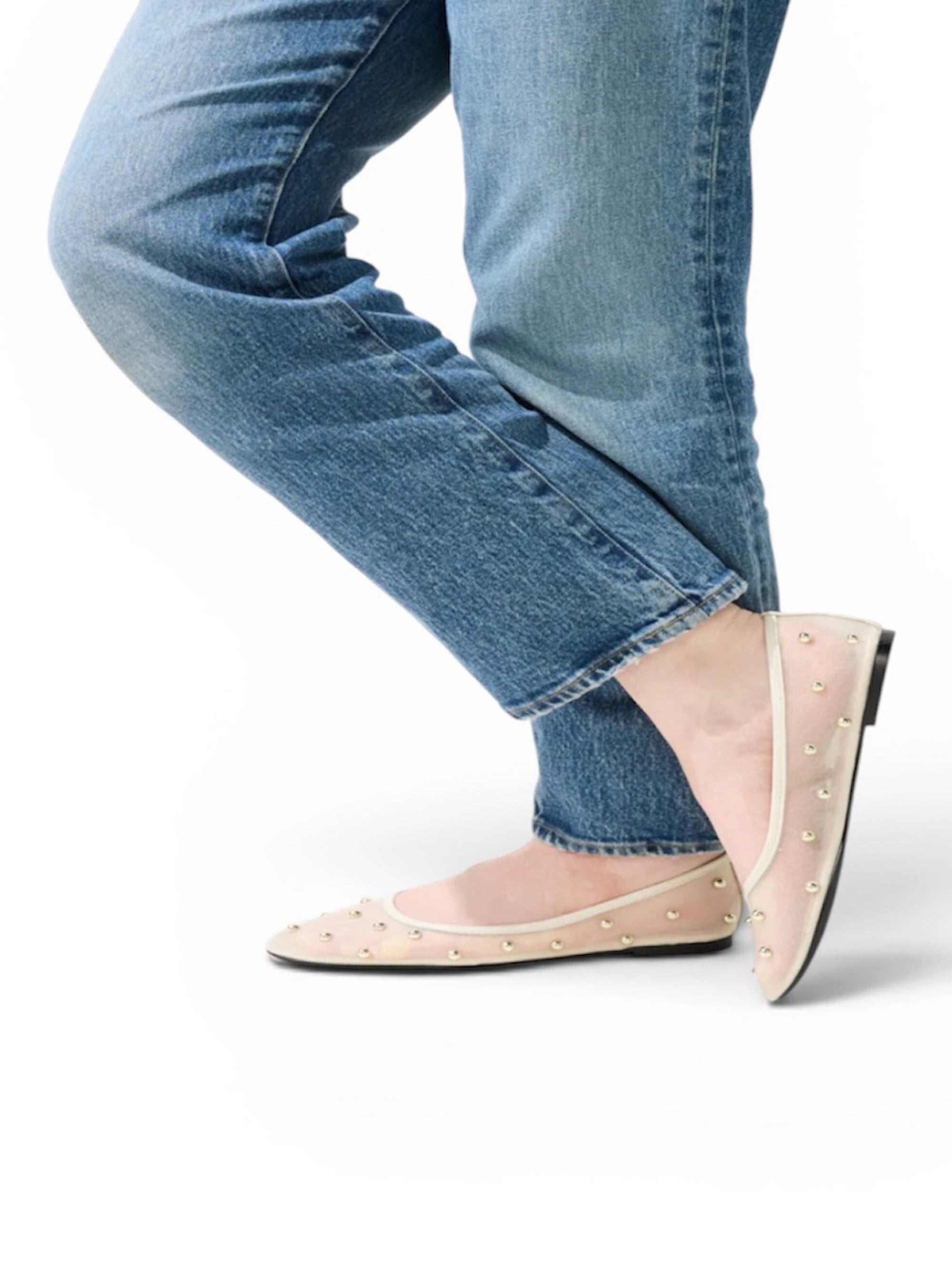 Yosi Samra Sadie Cream Studded Ballet Flat