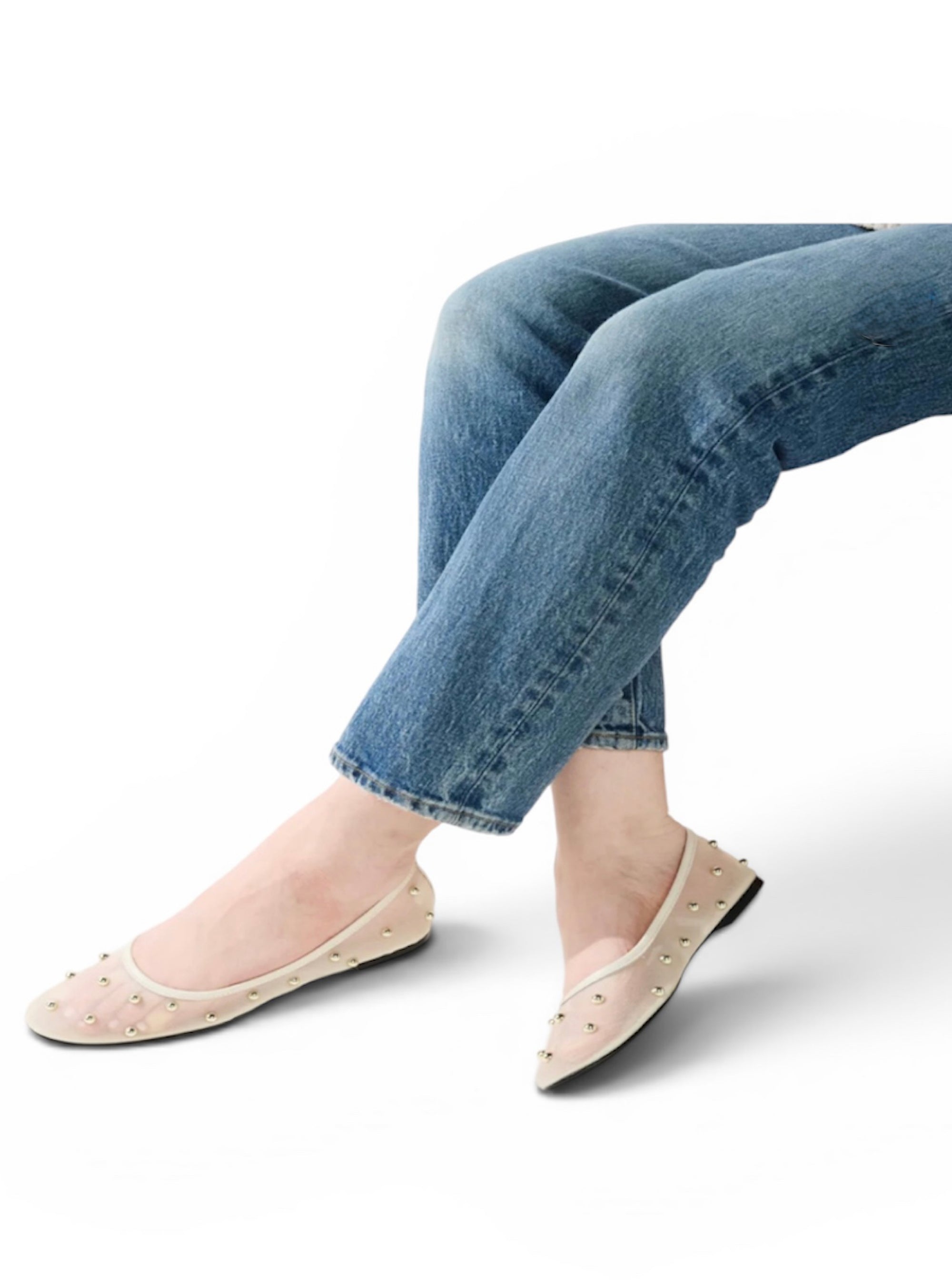 Yosi Samra Sadie Cream Studded Ballet Flat
