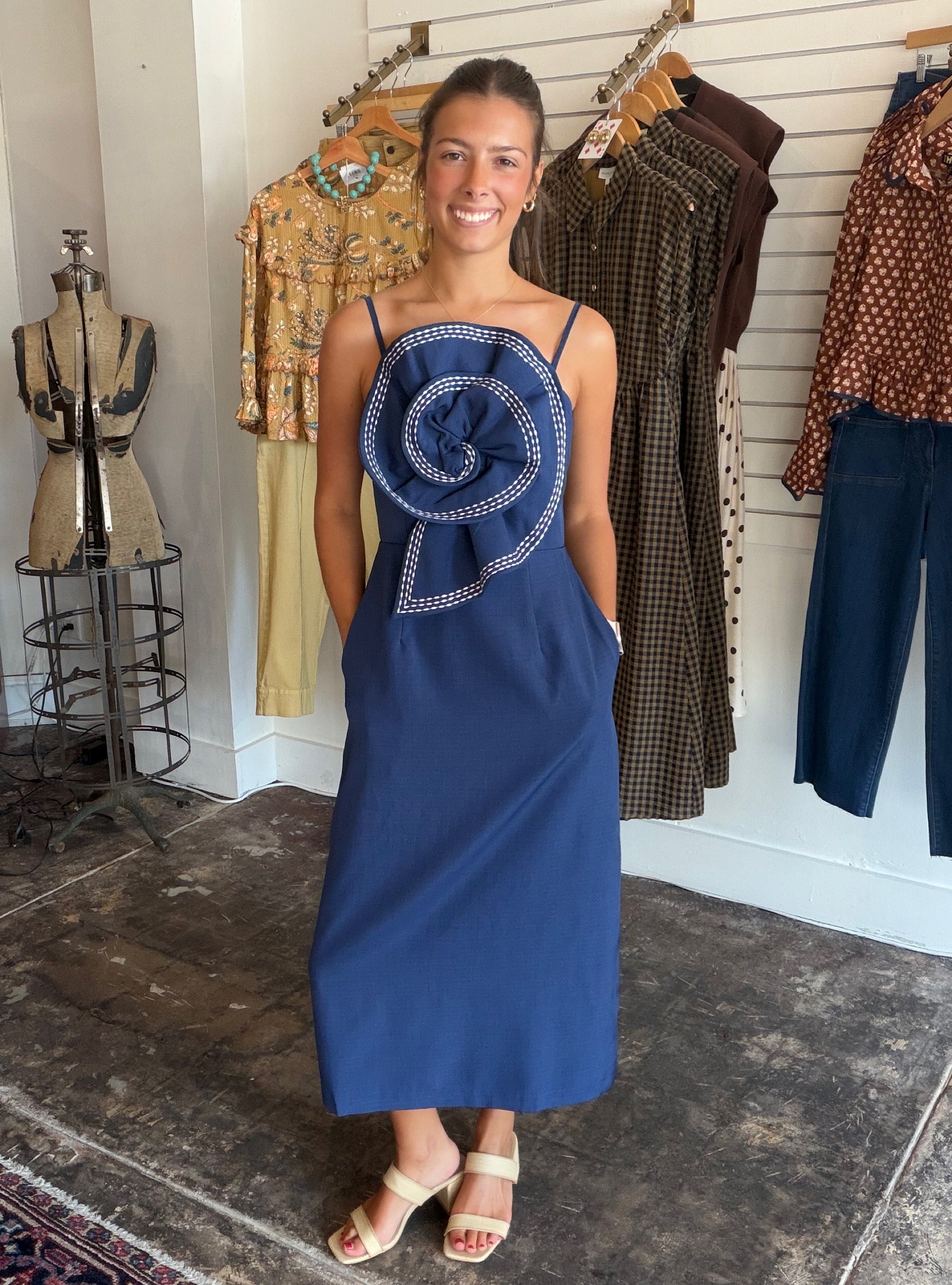 A Twist of Style Navy Midi Dress