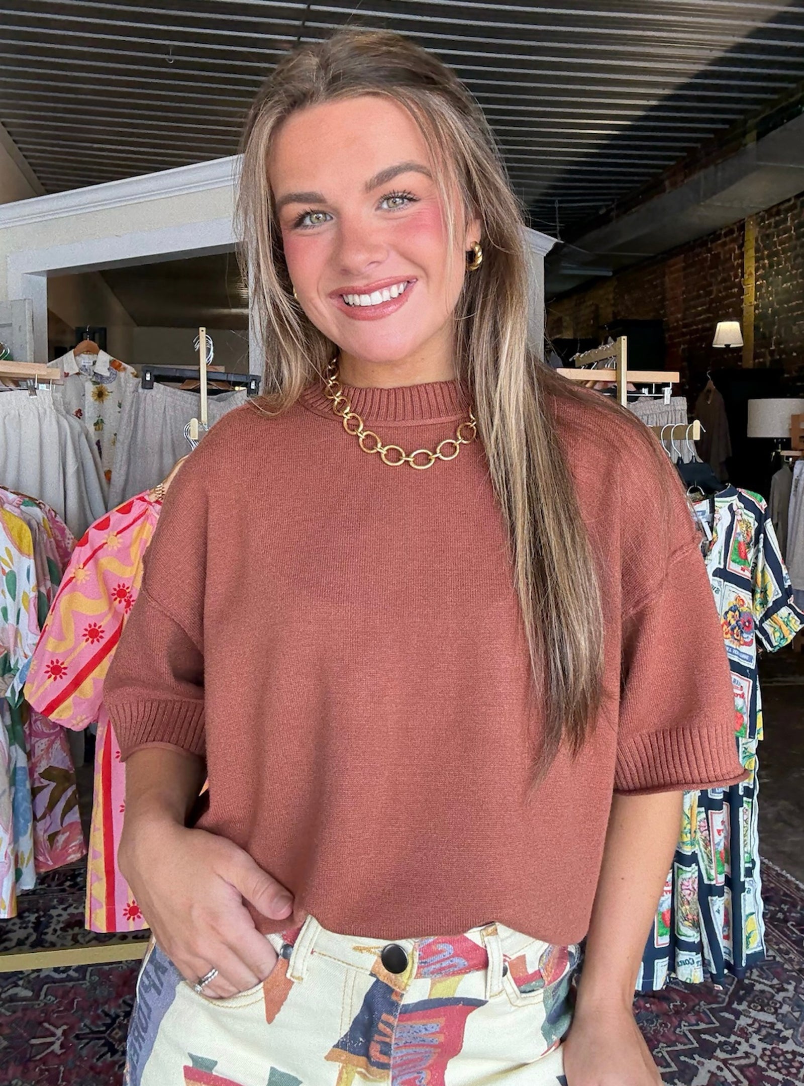 Serving Soft Looks Elbow Length Sweater - Camel
