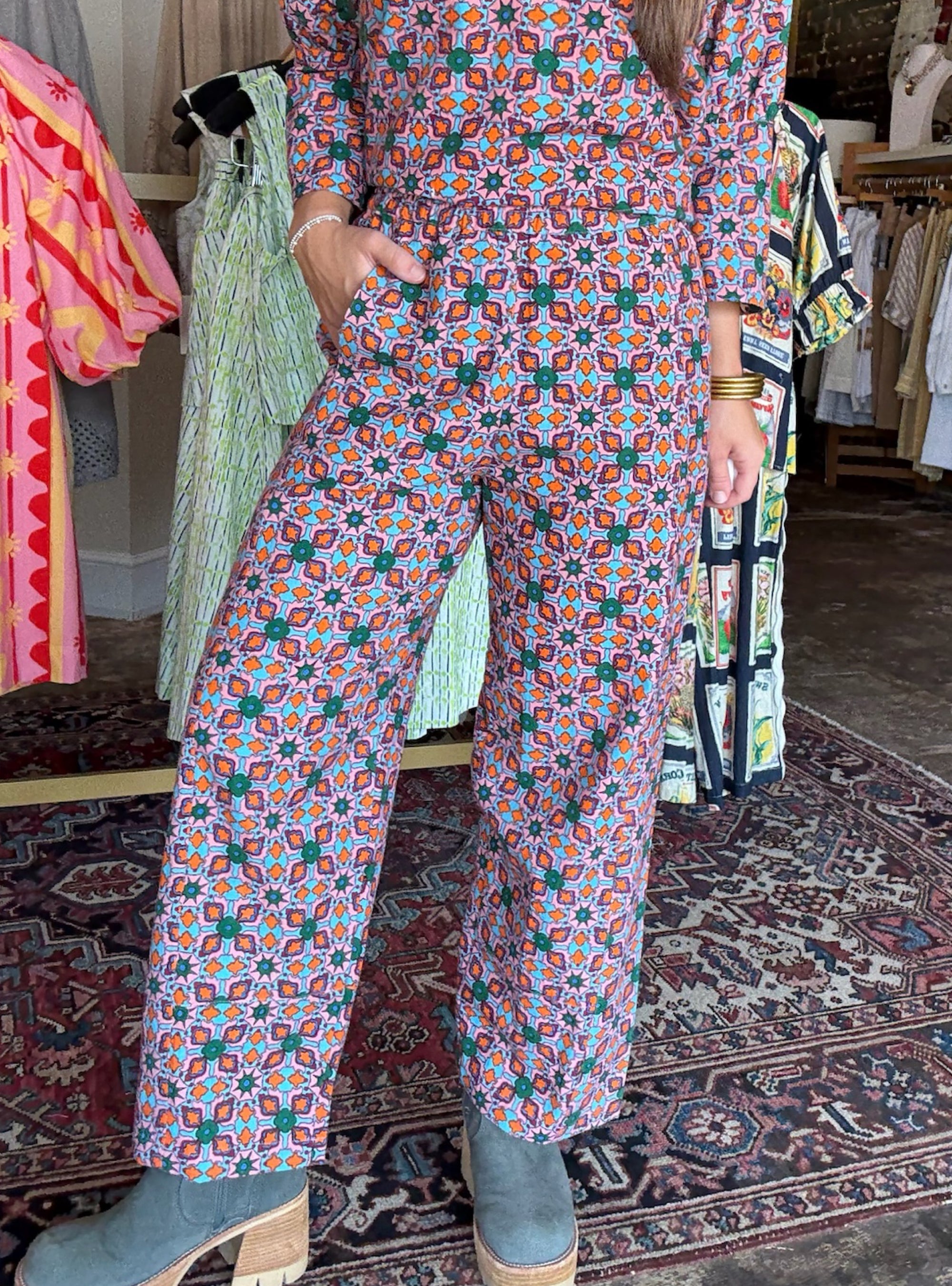 Ivy Jane Popover Tile Printed Barrel Pants