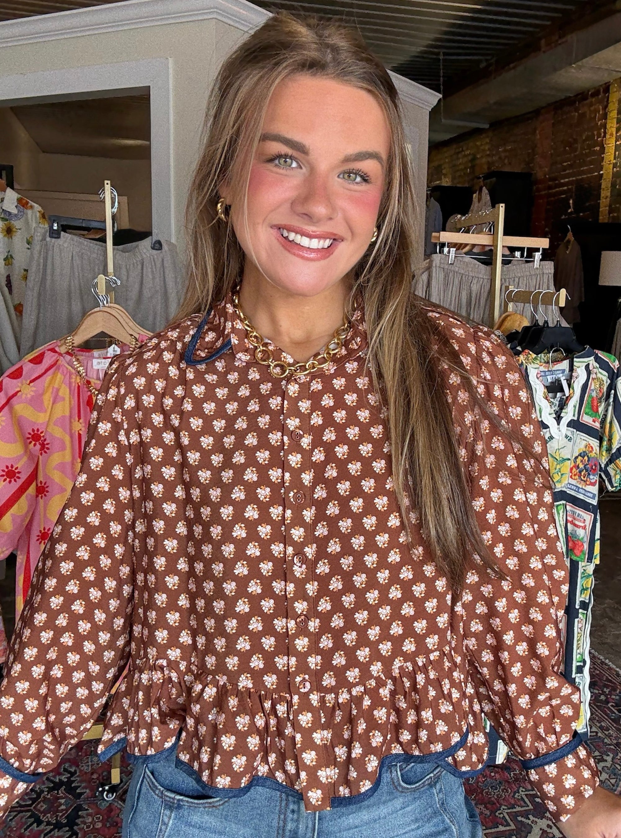 No Wilt, All Wow Floral Button Down Top