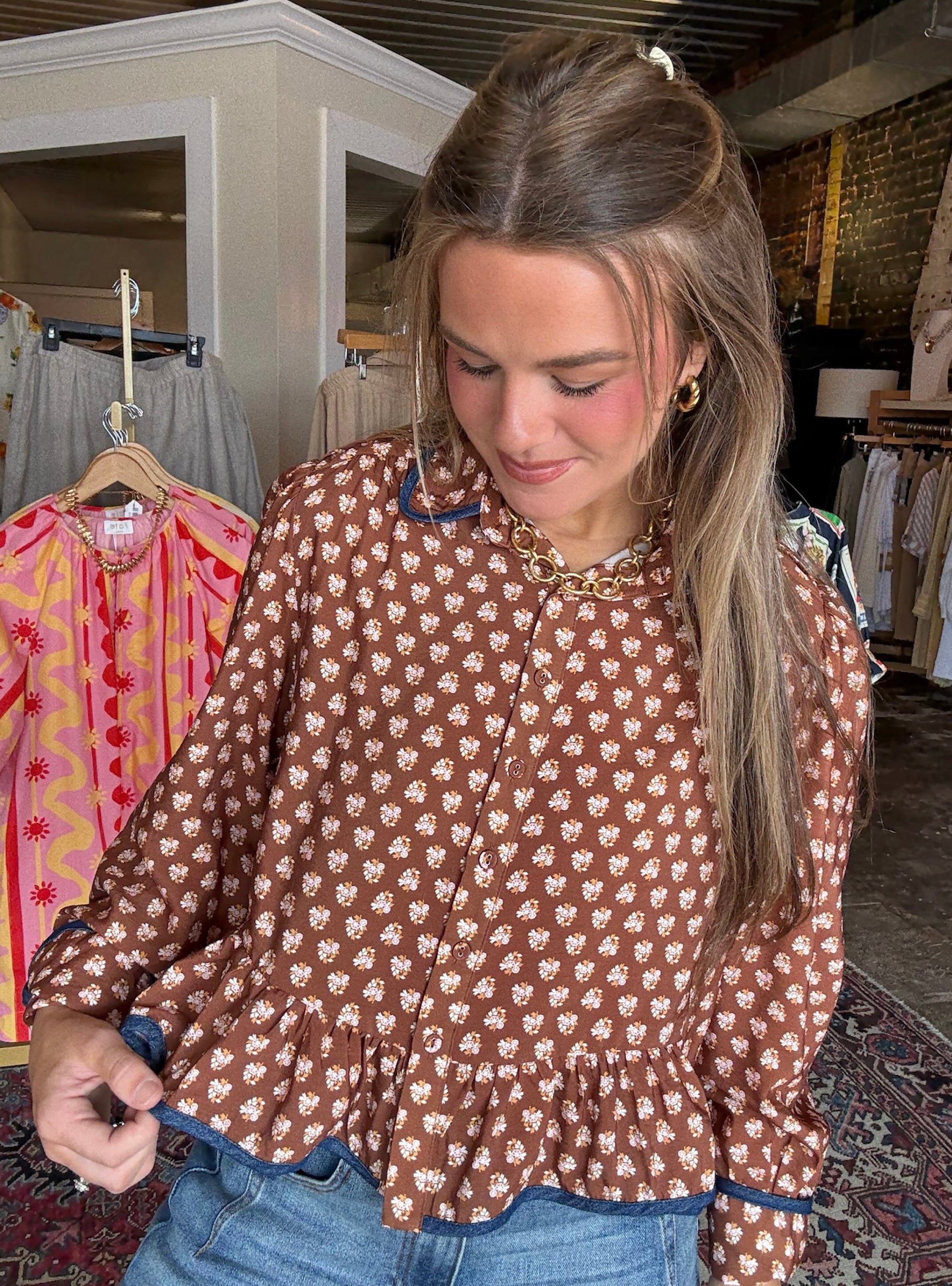 No Wilt, All Wow Floral Button Down Top