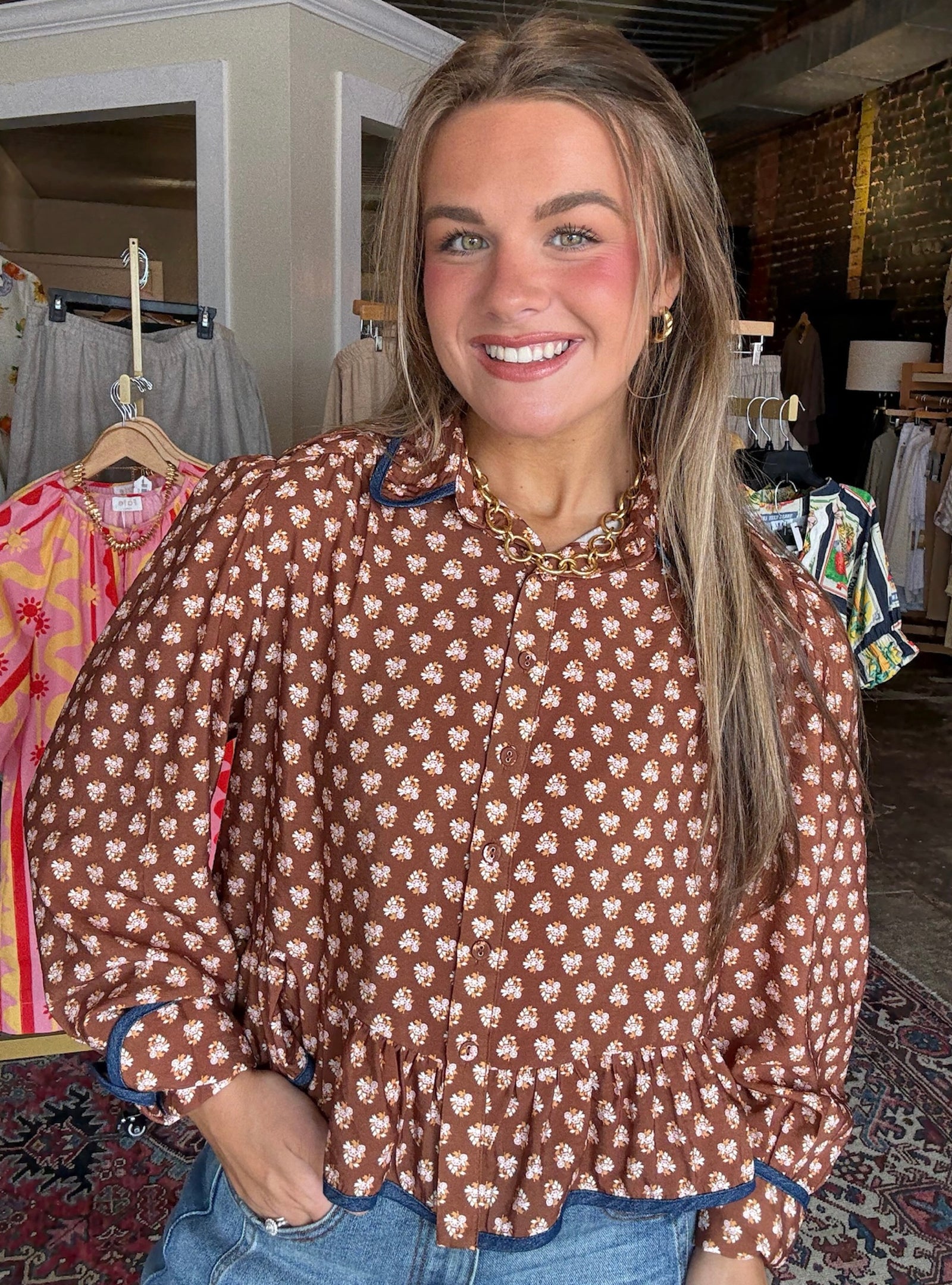 No Wilt, All Wow Floral Button Down Top