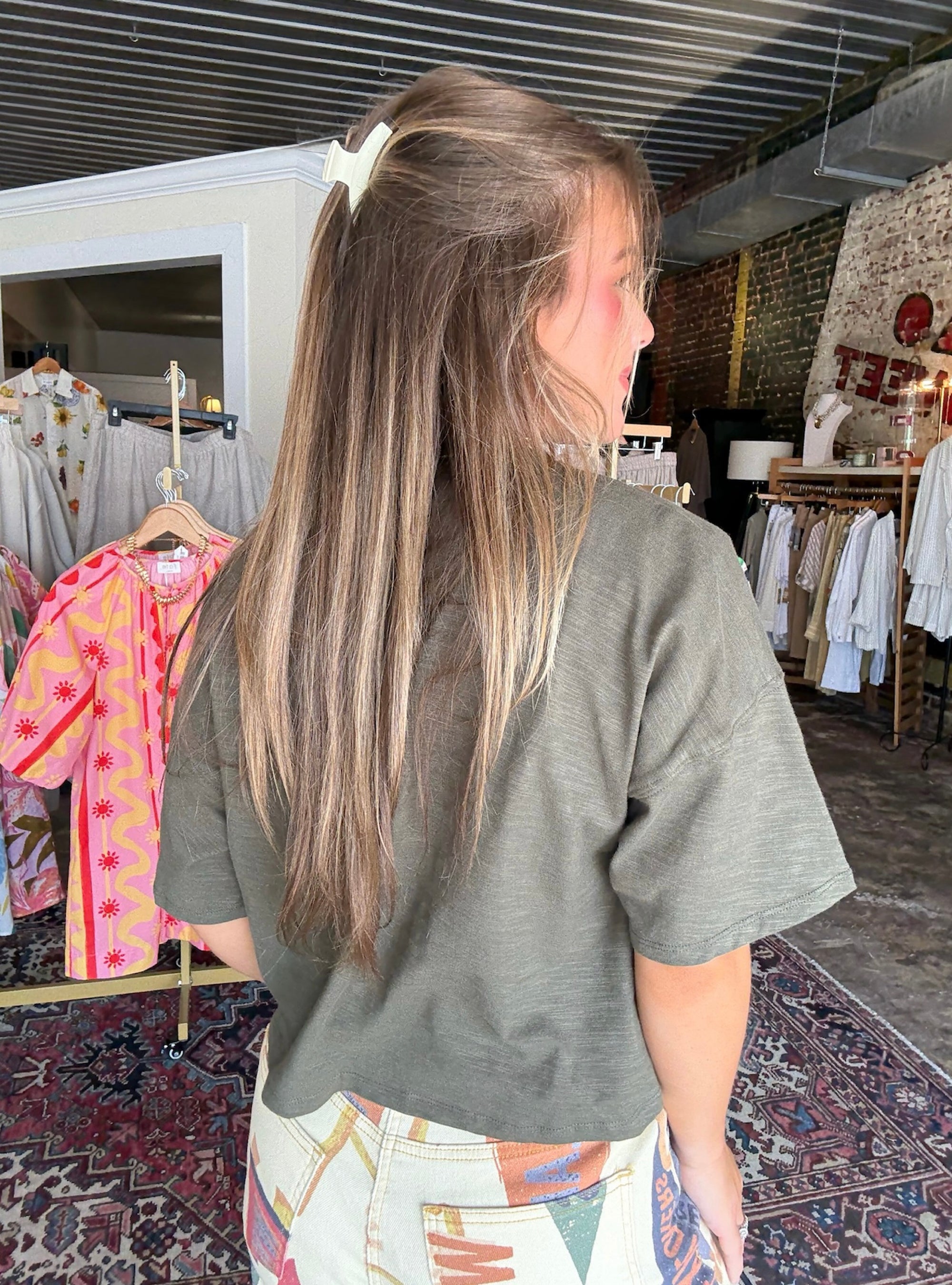 Soft Spoken Olive Henley Top