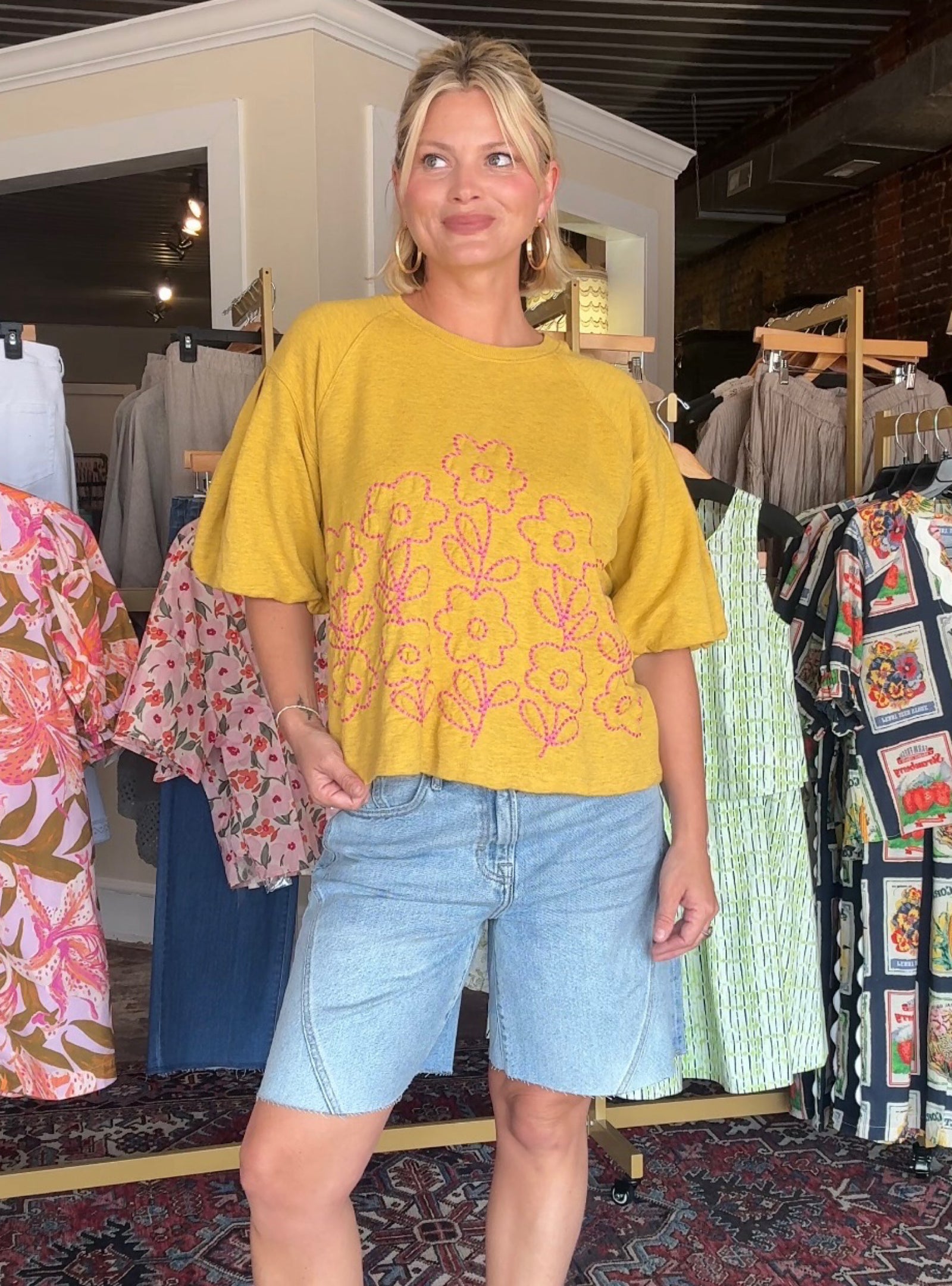 Ivy Jane Gold Embroidered Crewneck Sweatshirt