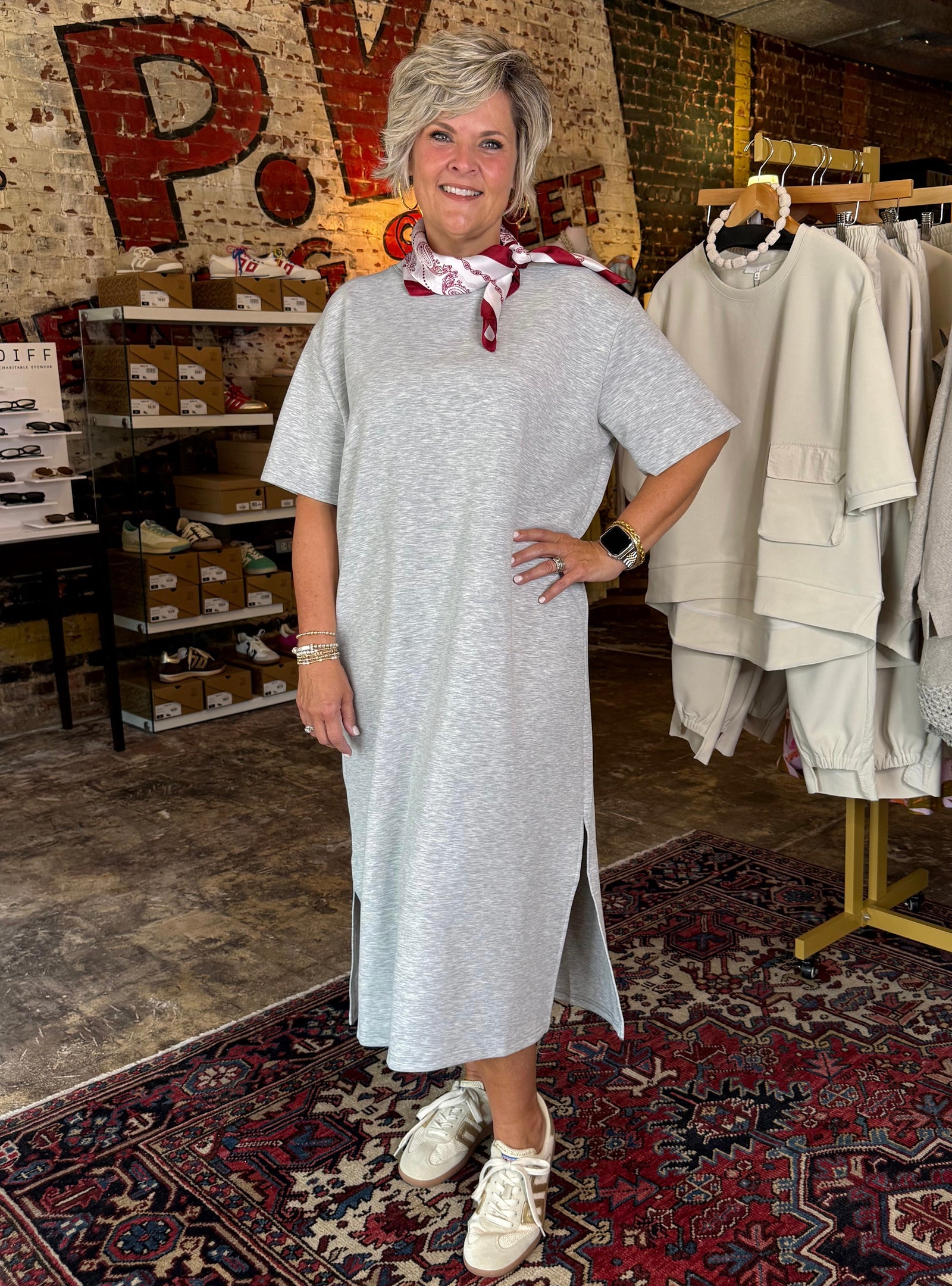 Living In Comfort Grey Midi Dress