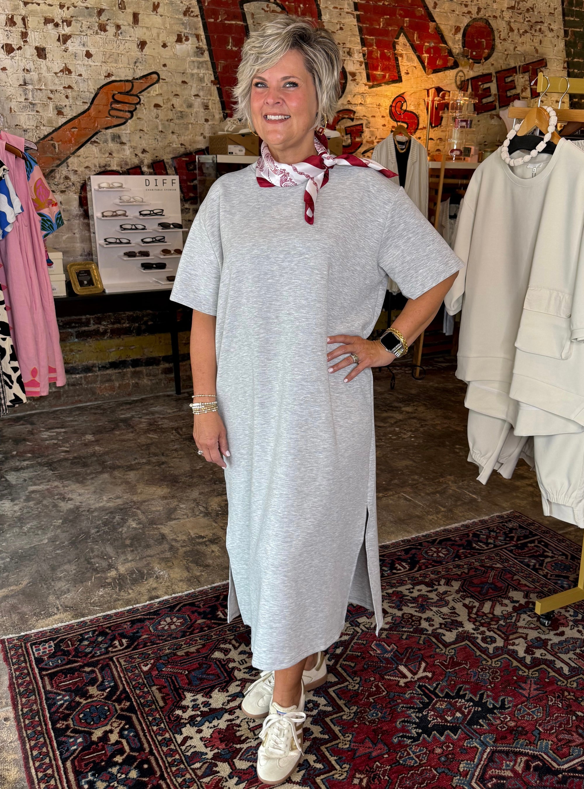 Living In Comfort Grey Midi Dress
