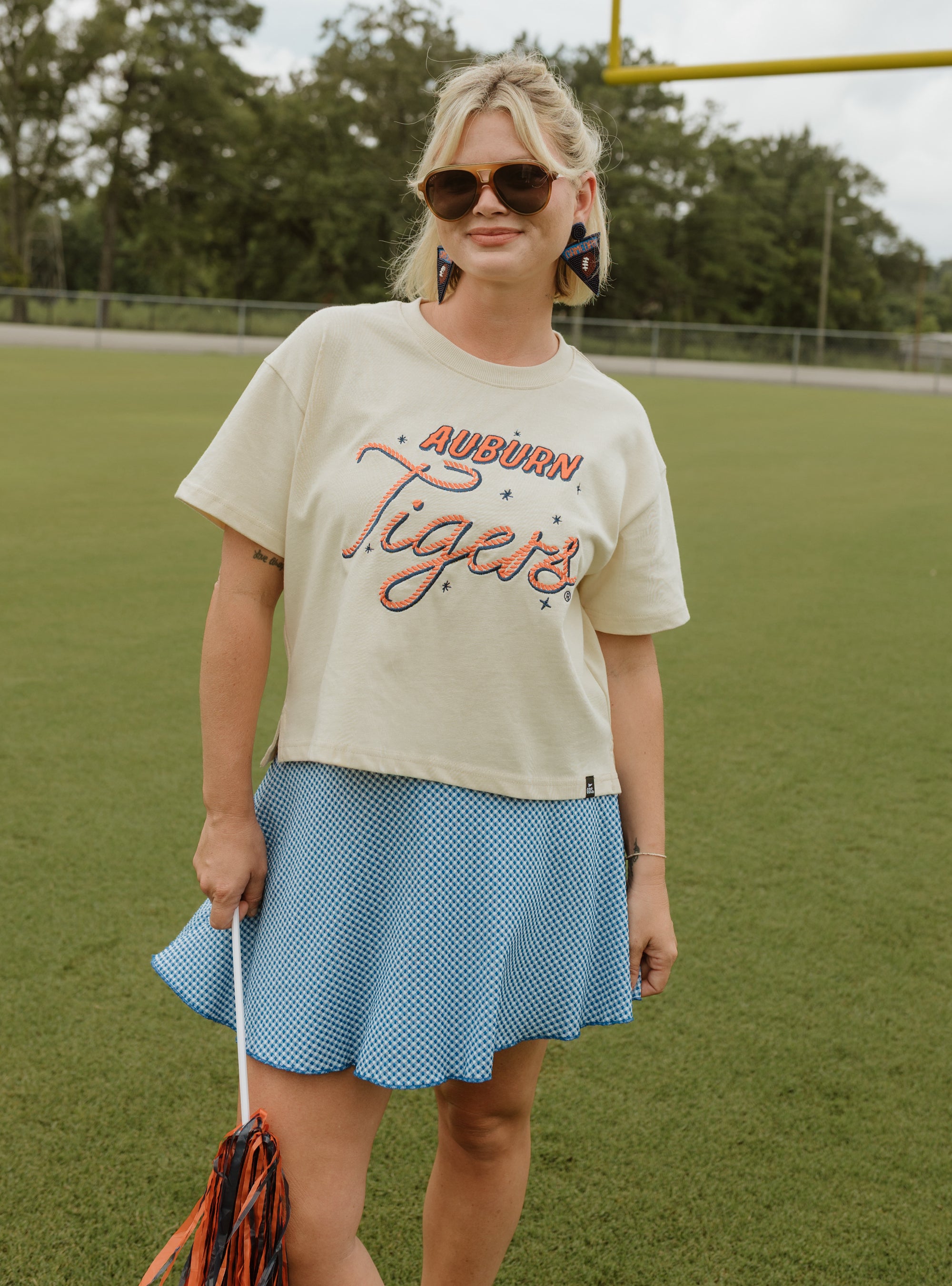 Game Day Social Embroidered Lasso Tee - Auburn