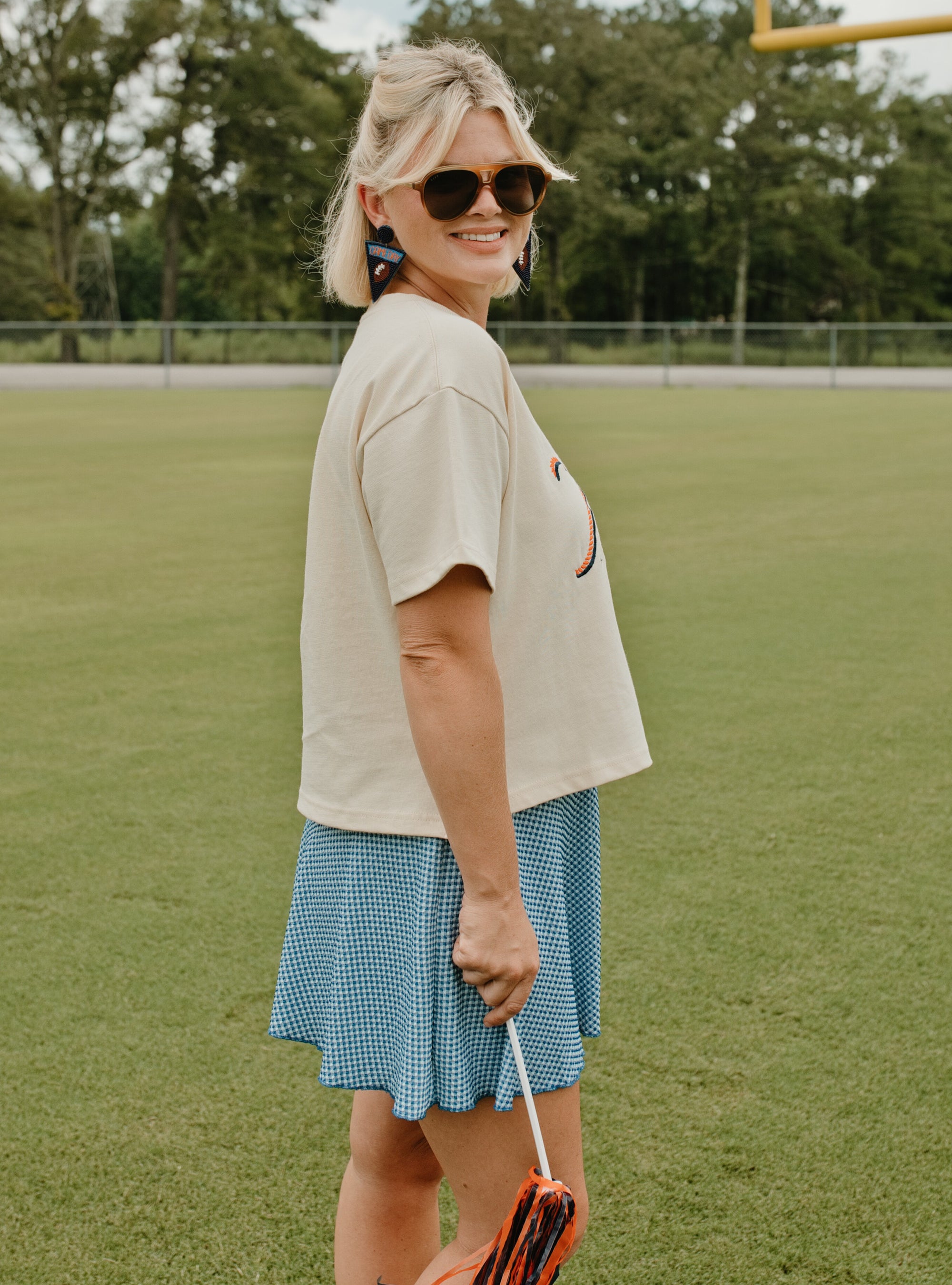 Game Day Social Embroidered Lasso Tee - Auburn