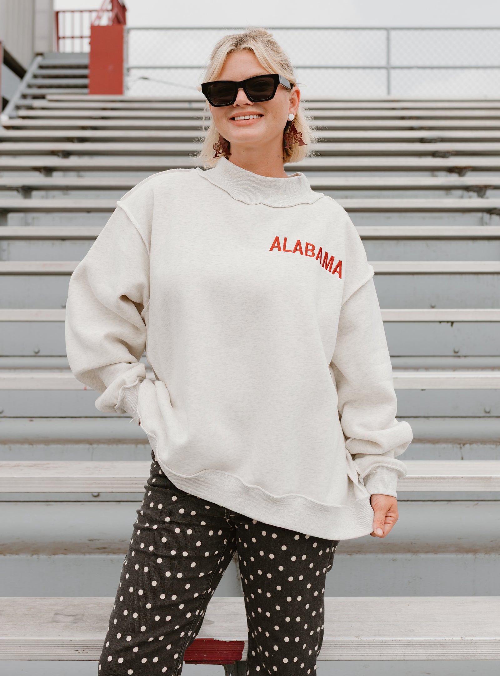 Alabama Embroidered Mock Neck Sweatshirt
