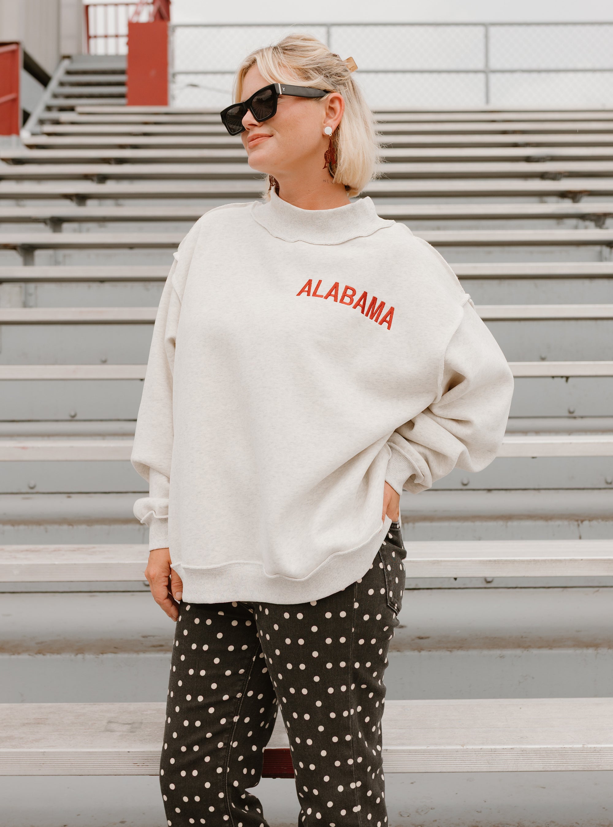 Alabama Embroidered Mock Neck Sweatshirt