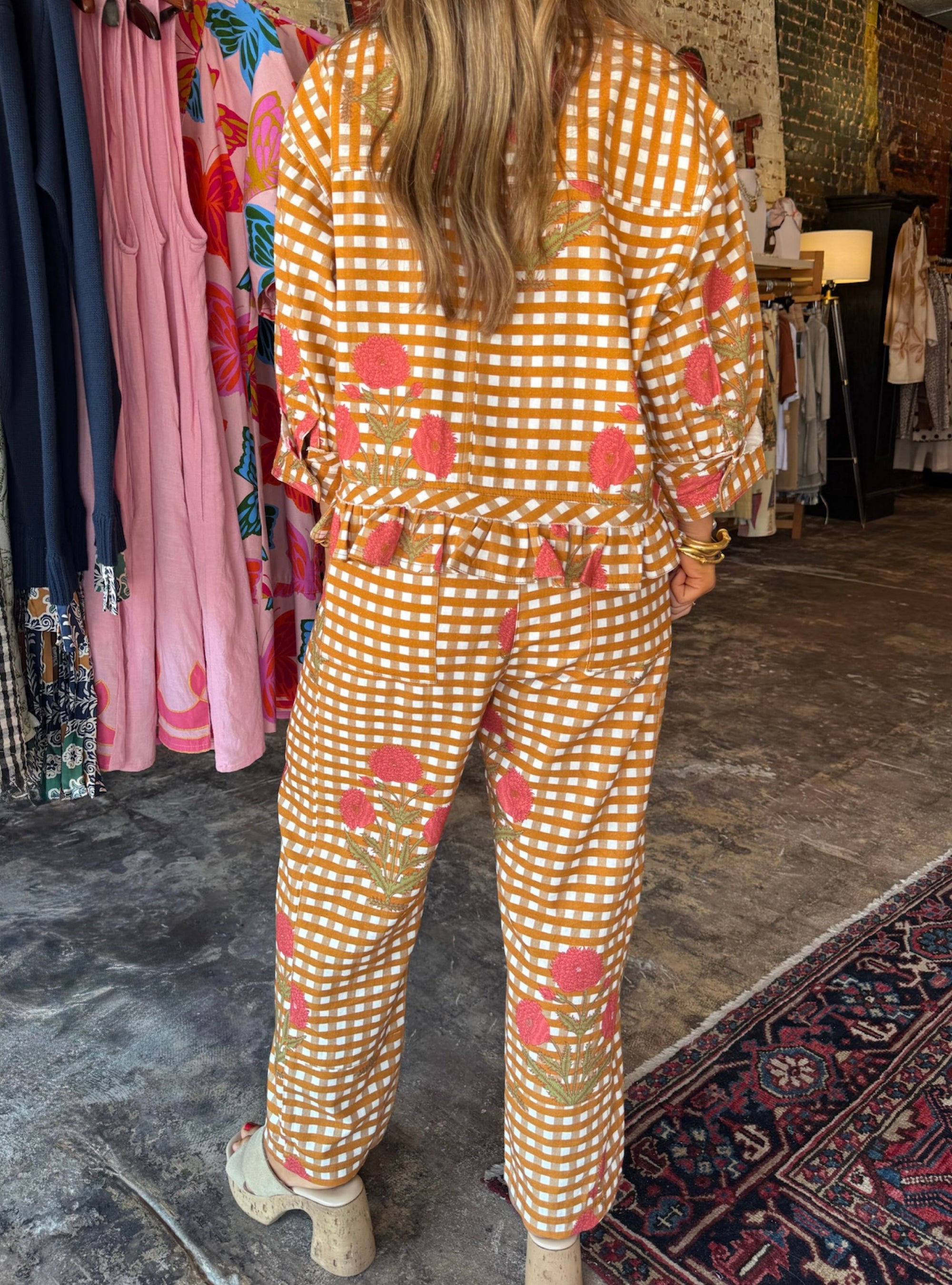 Ivy Jane Gold Printed Barrel Pant