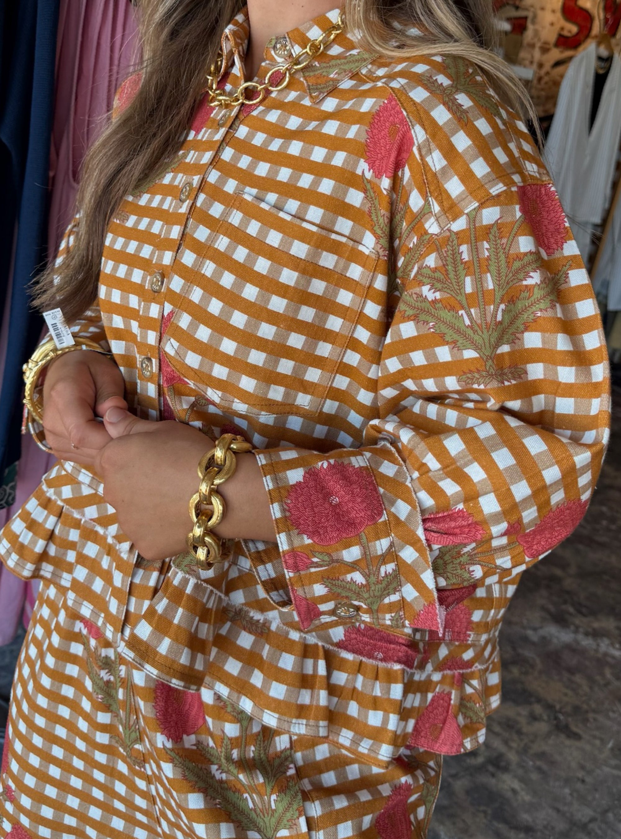 Ivy Jane Gold Printed Peplum Jacket