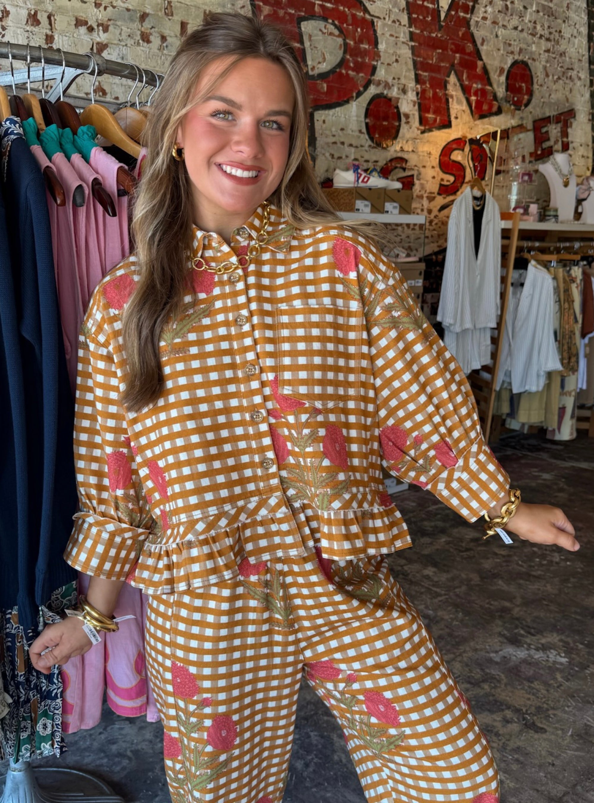Ivy Jane Gold Printed Peplum Jacket