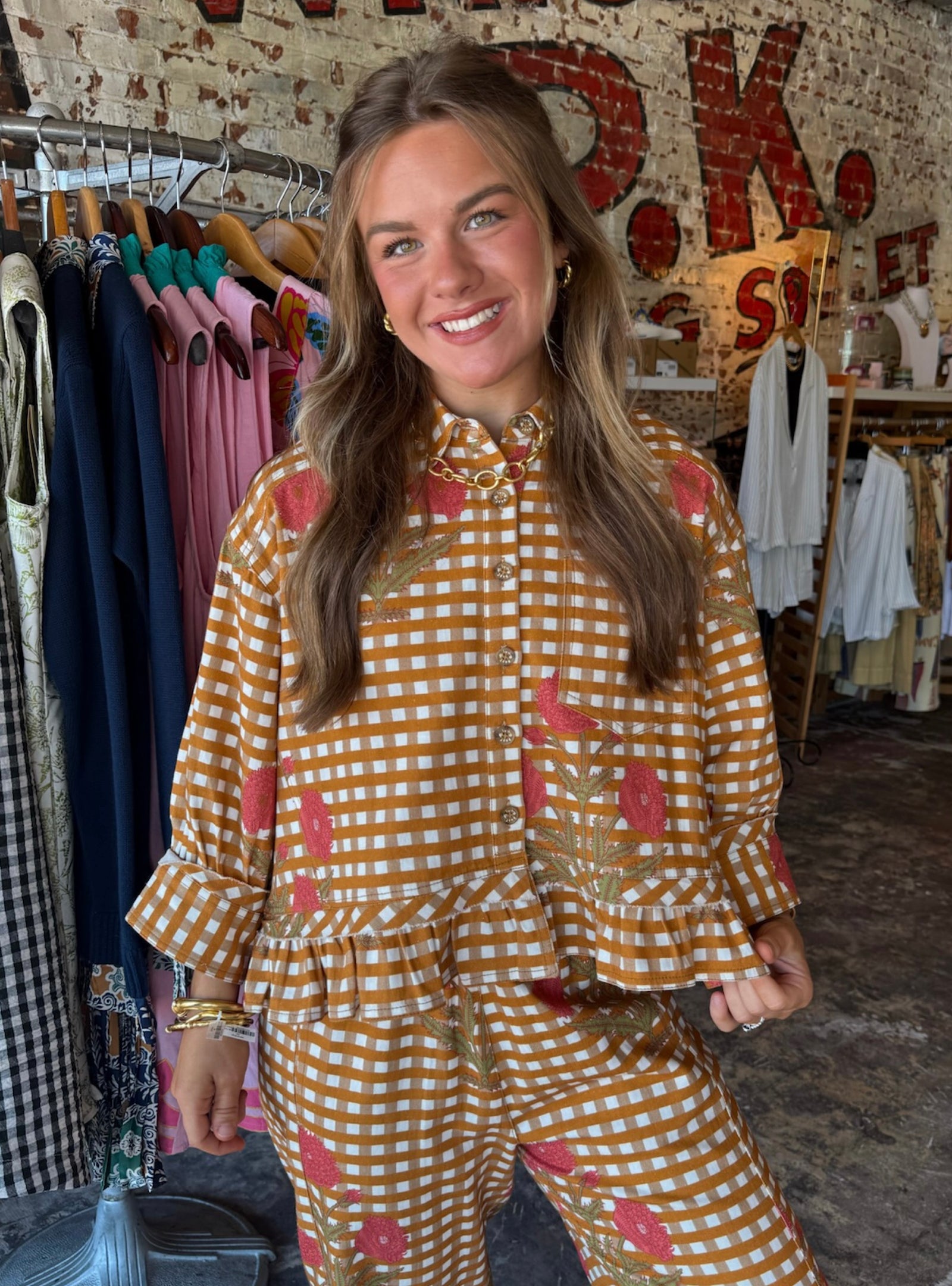 Ivy Jane Gold Printed Peplum Jacket