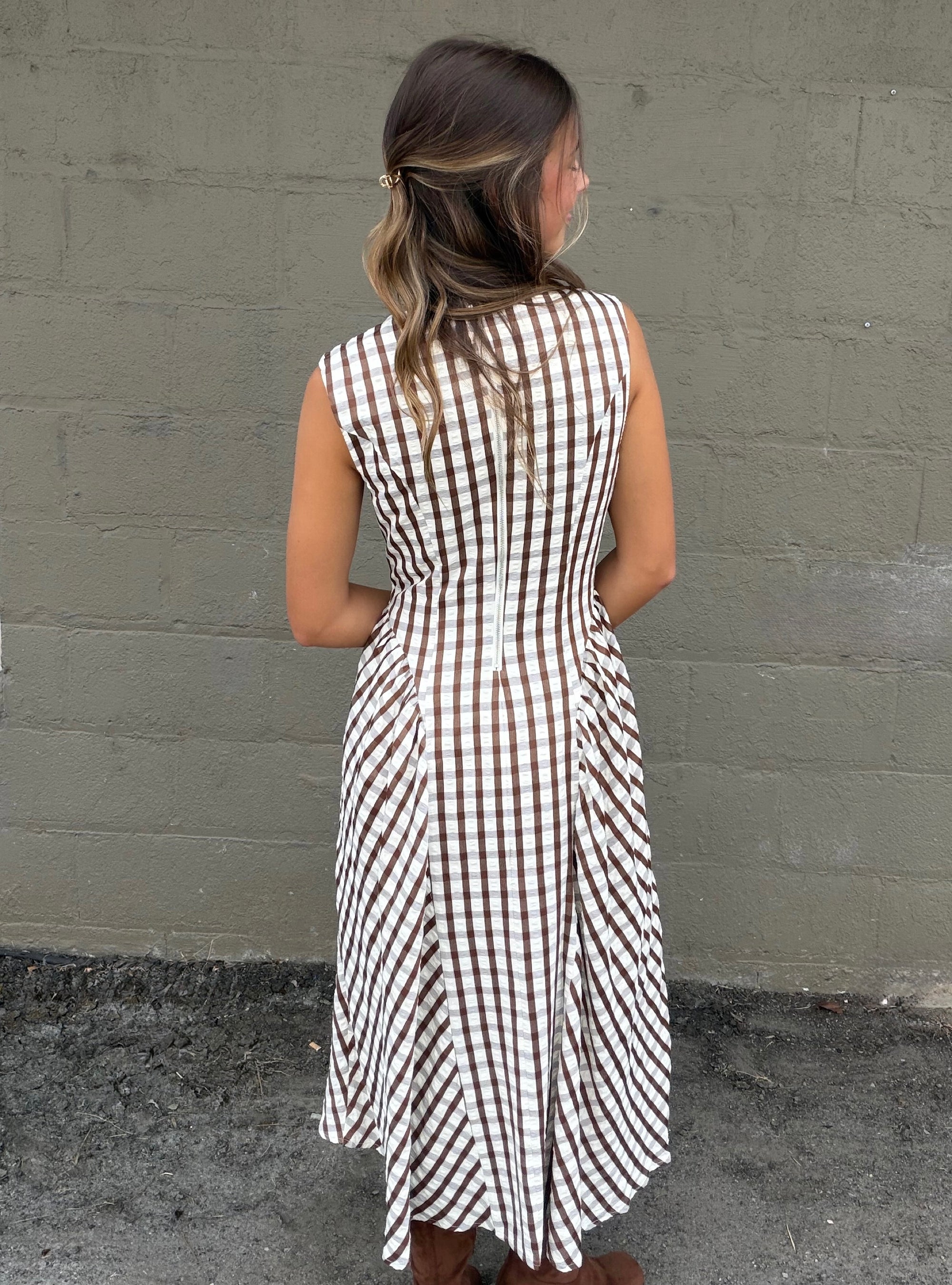Maple Lane Gingham Midi Dress