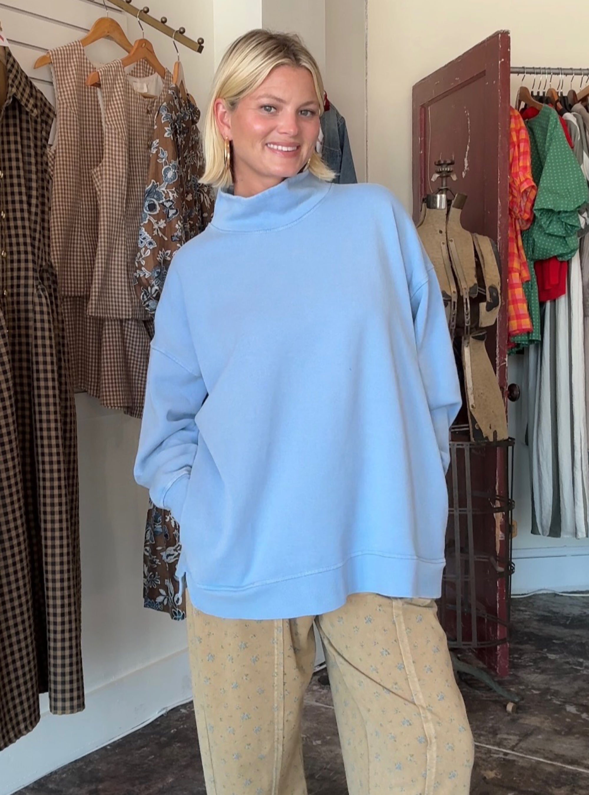 Hooked On This Blue Hue Mock Neck Sweatshirt