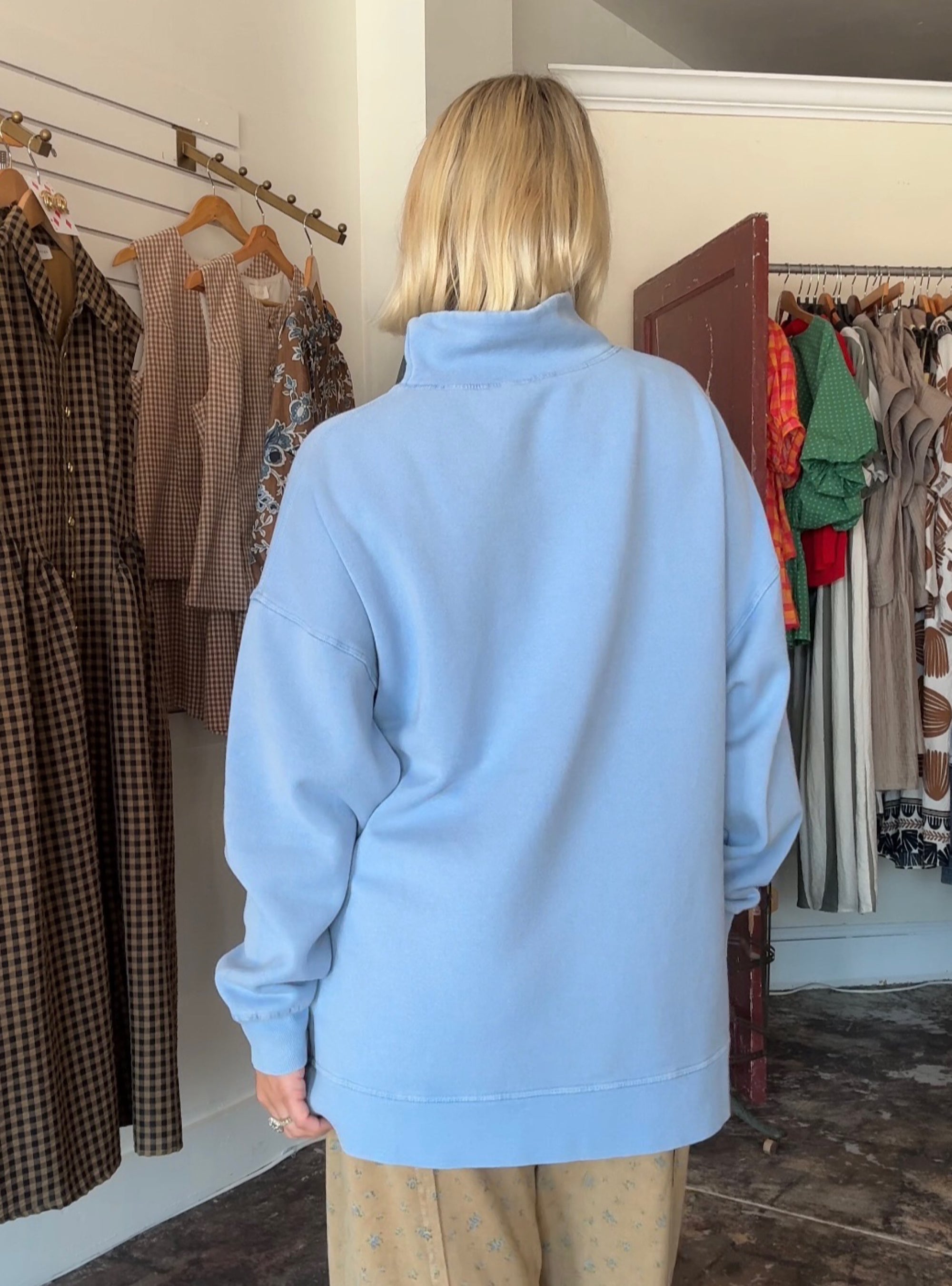 Hooked On This Blue Hue Mock Neck Sweatshirt