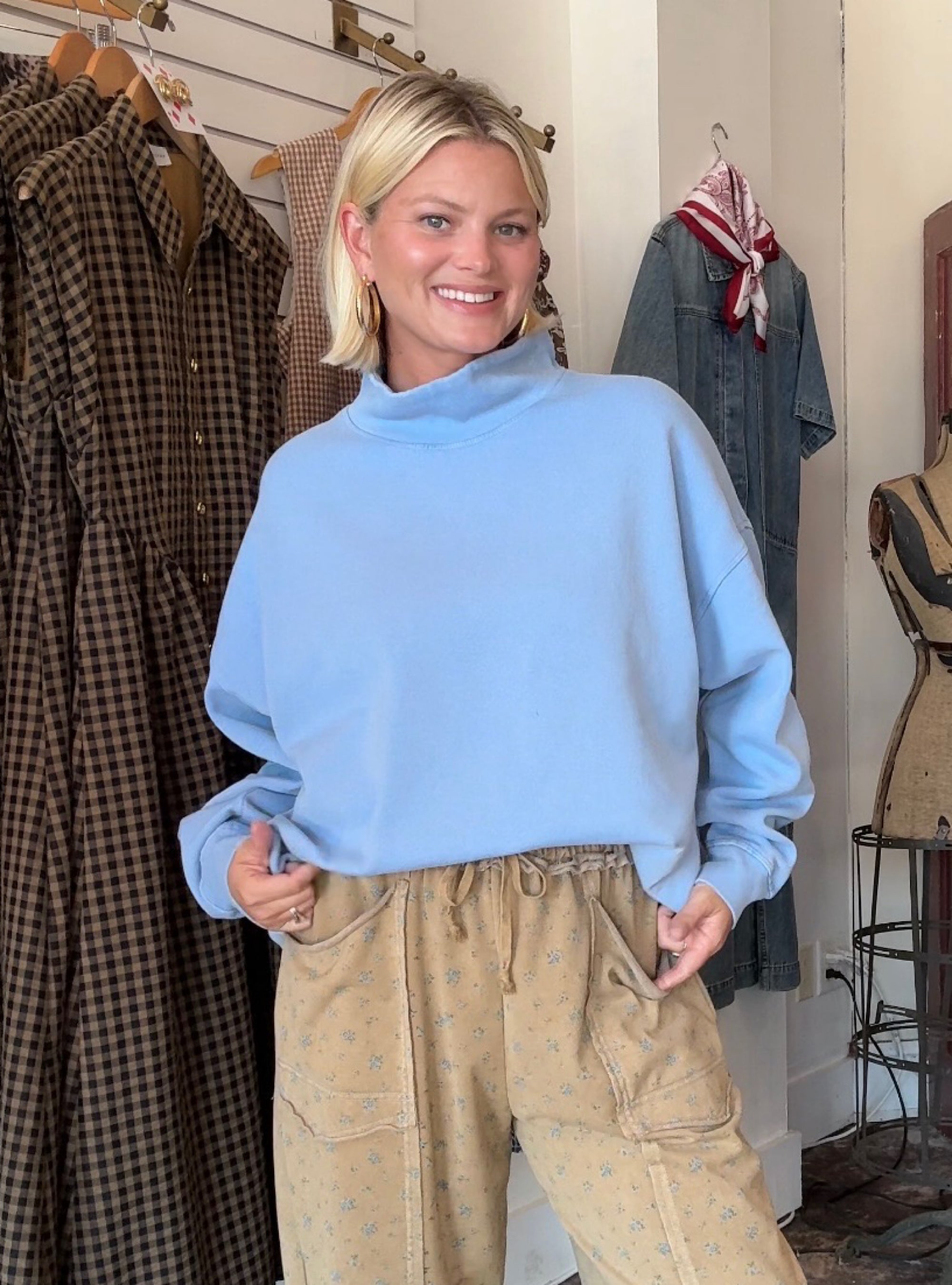 Hooked On This Blue Hue Mock Neck Sweatshirt