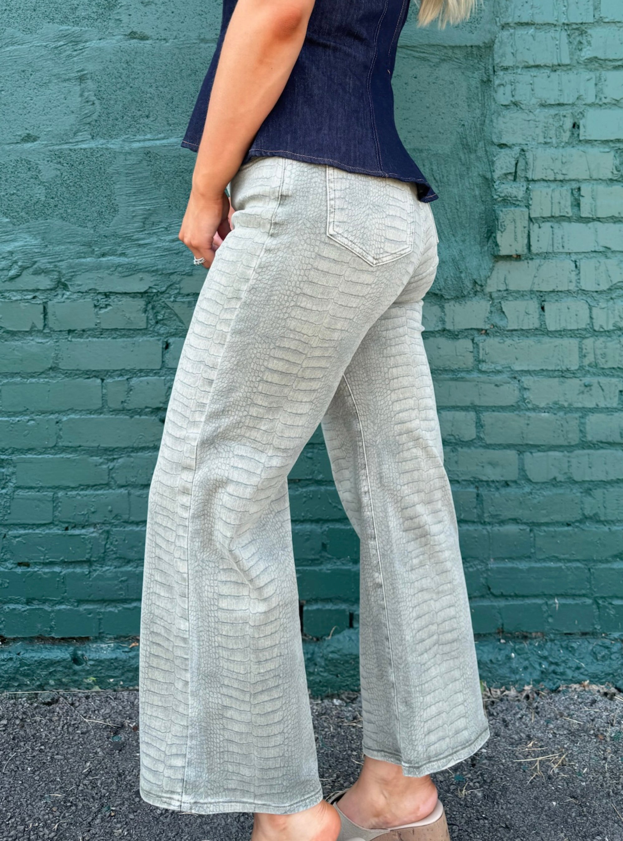 APNY Moss Crocodile Embossed Pant
