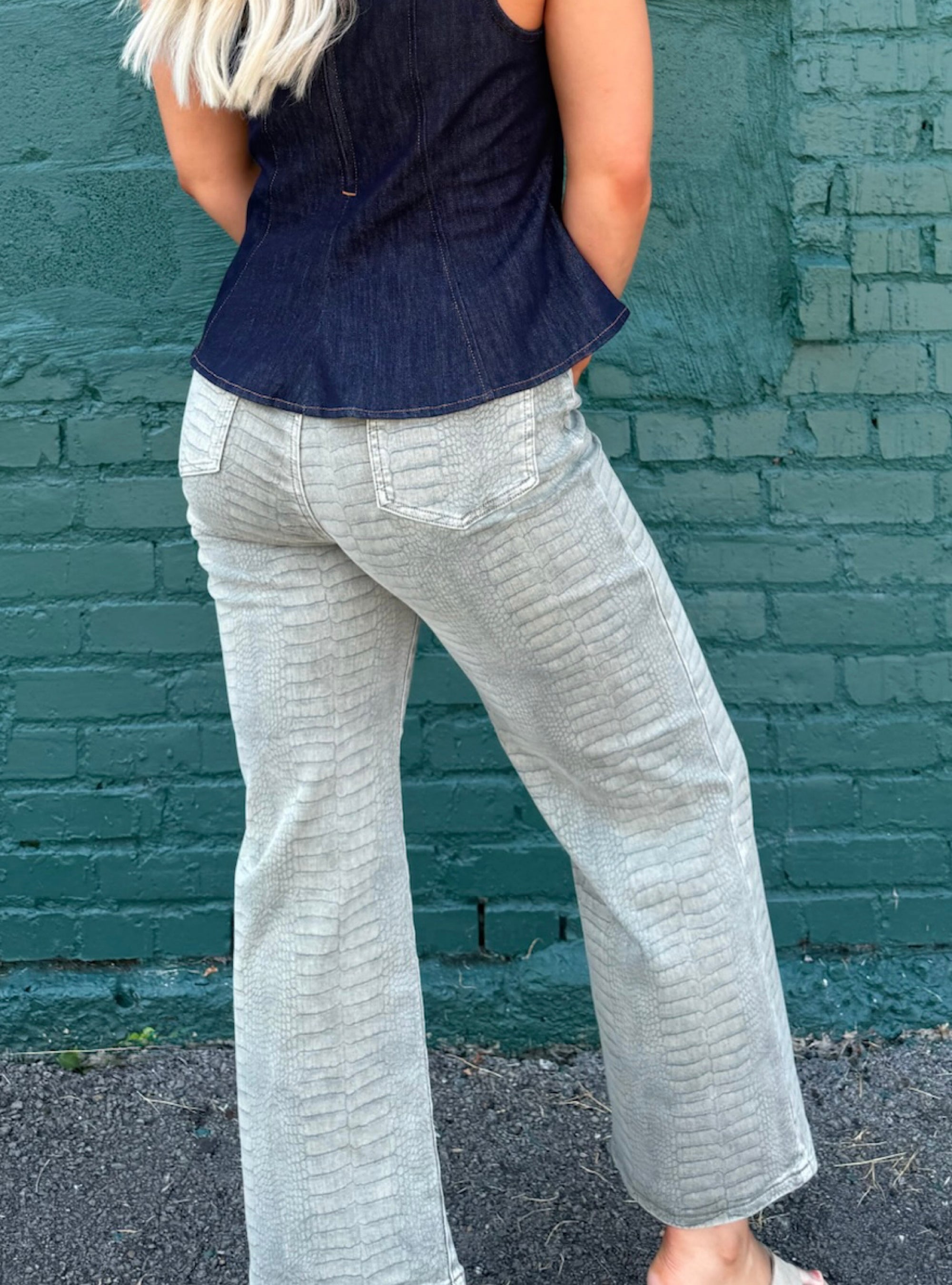 APNY Moss Crocodile Embossed Pant