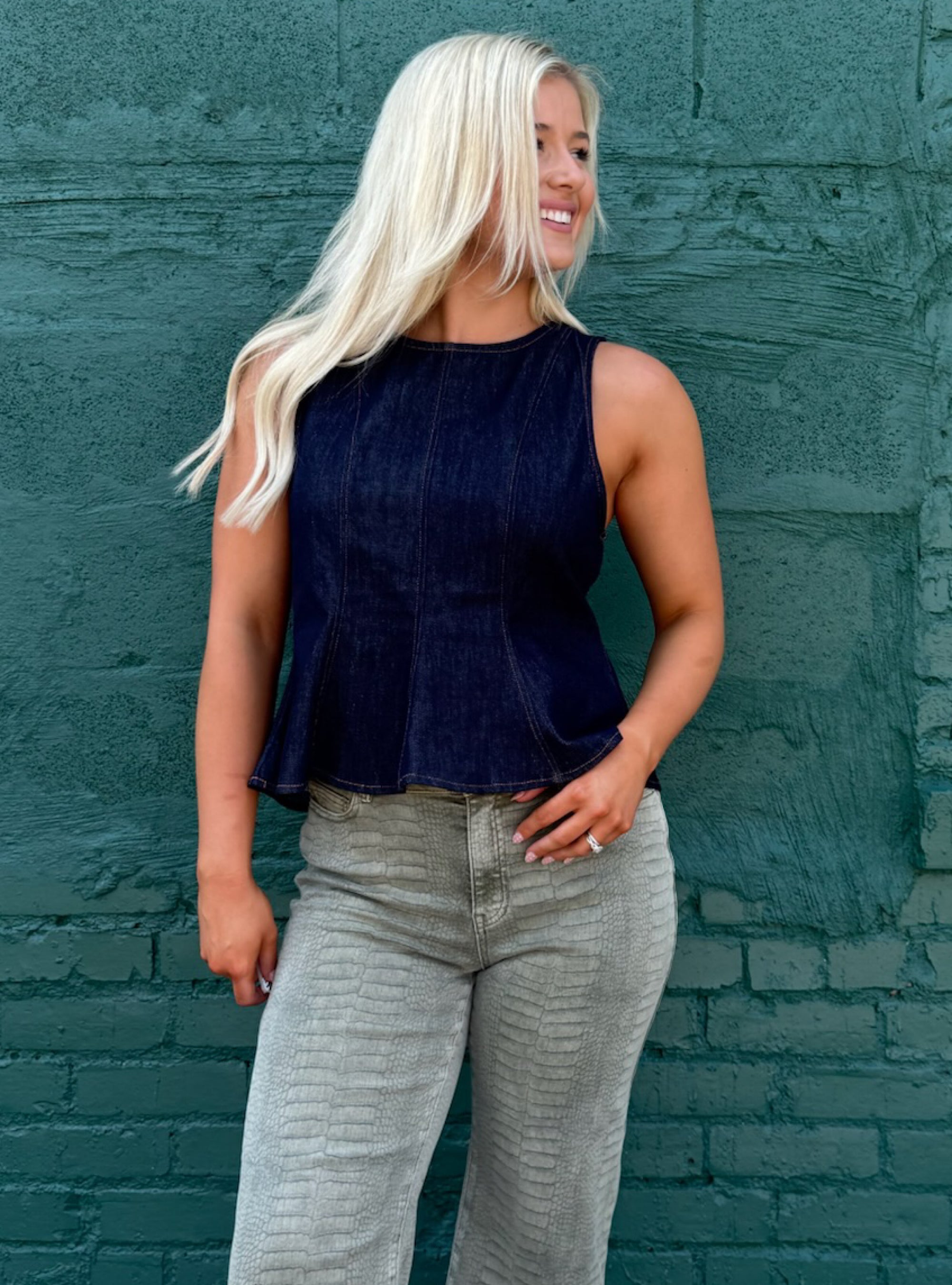 Jean There, Done That Peplum Top