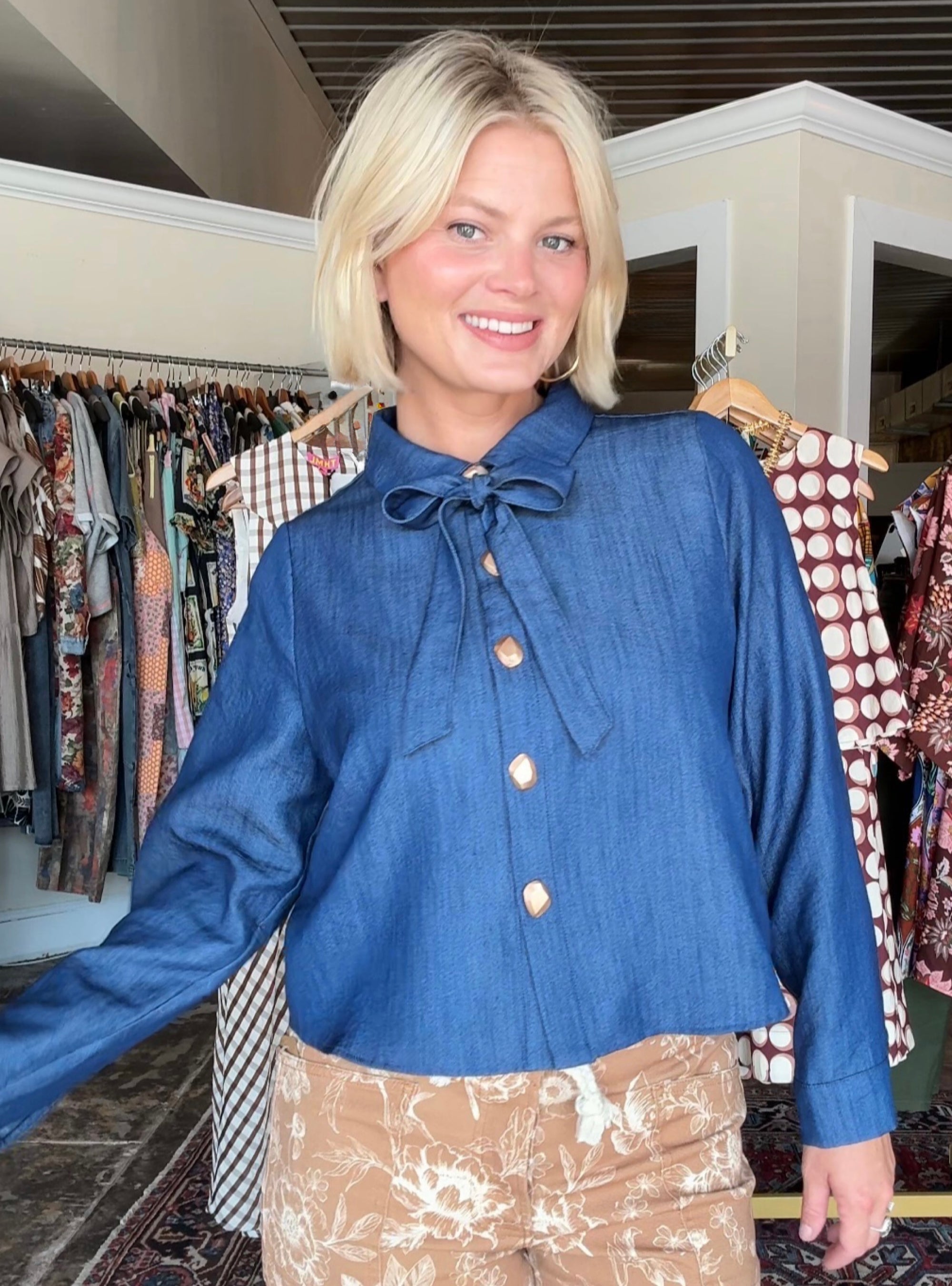 Tied and True Denim Top