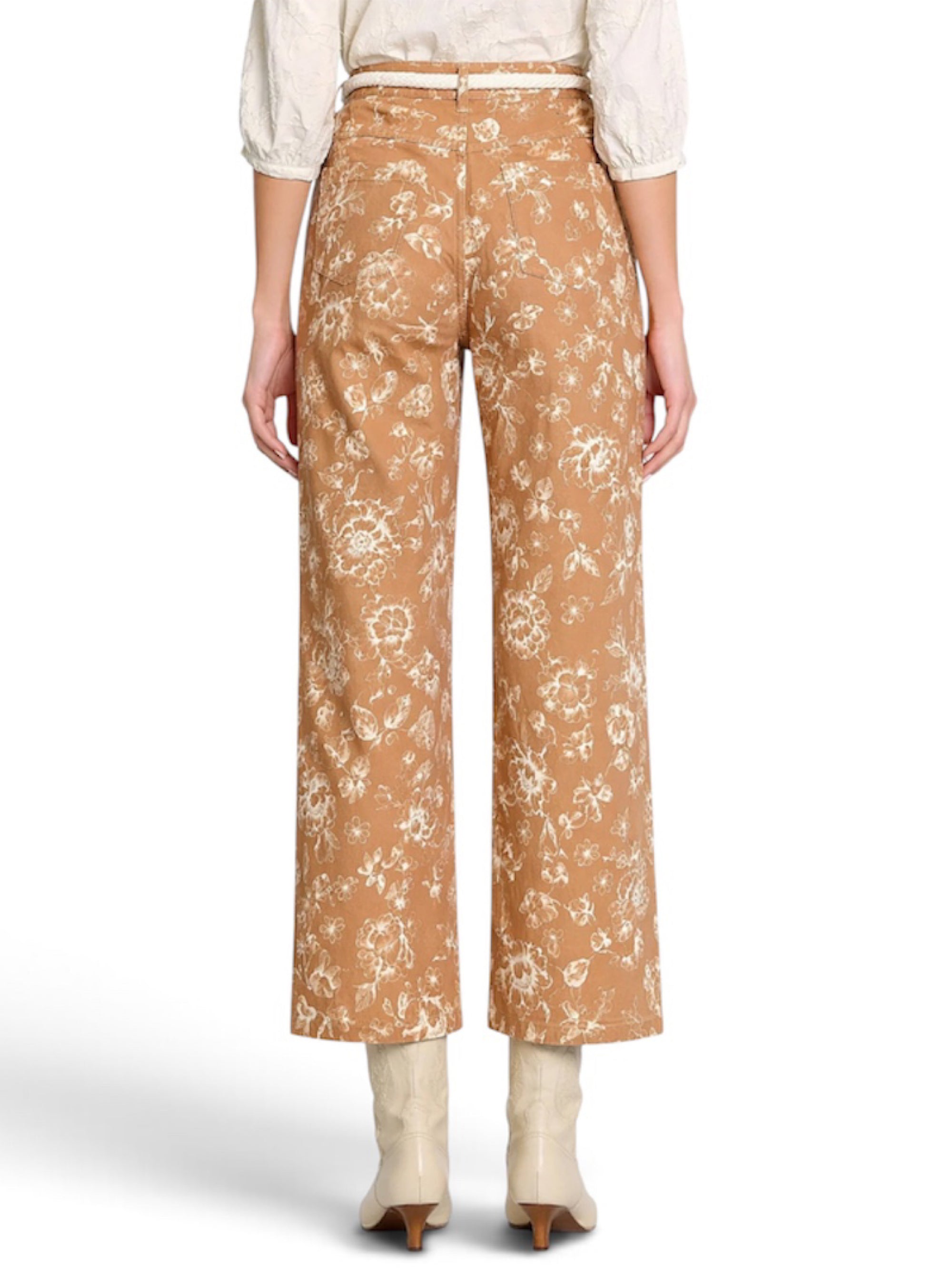 Tru Luxe Printed Barrel Leg Gold Jeans