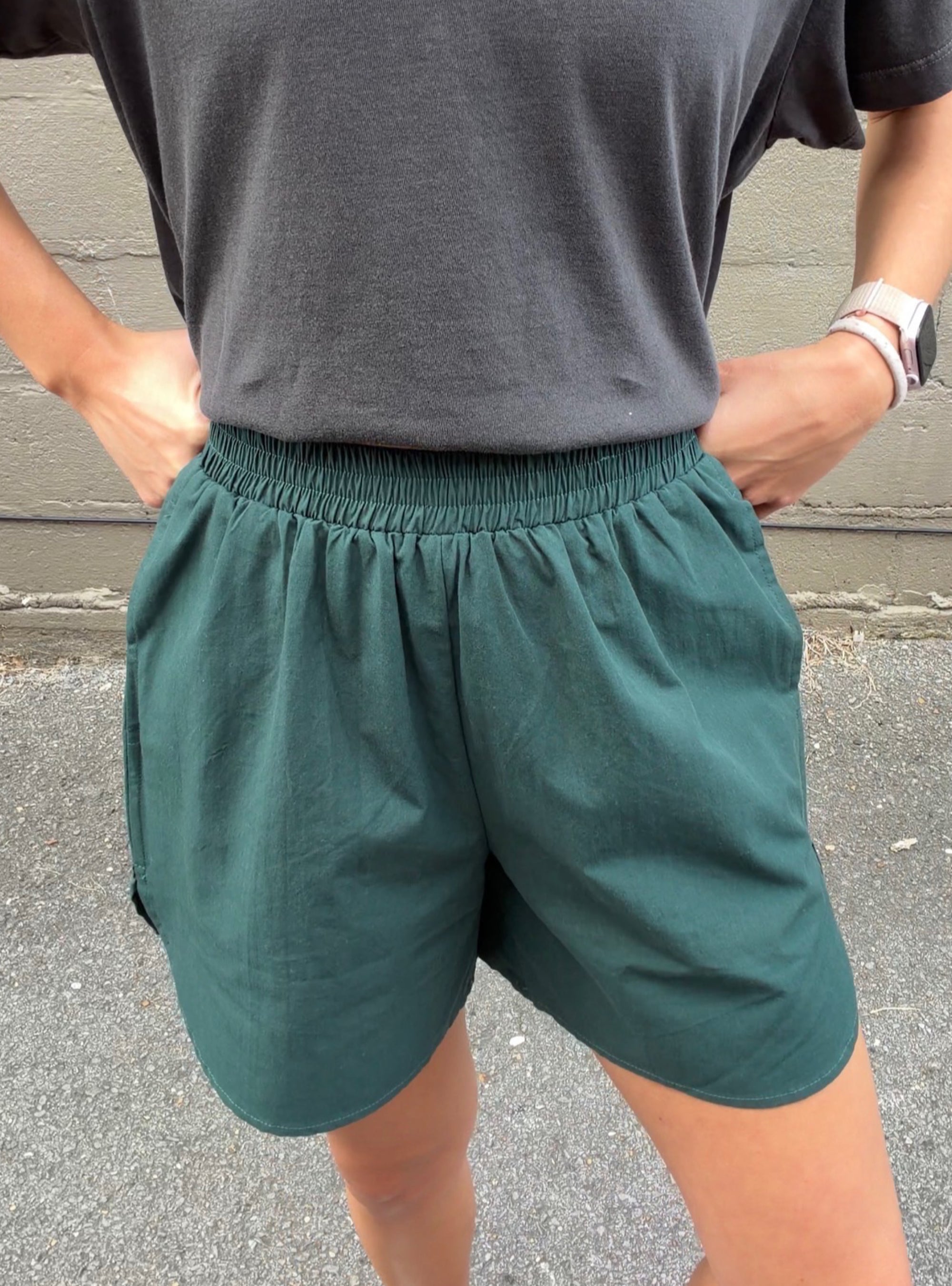 Green With Possibility Poplin Shorts