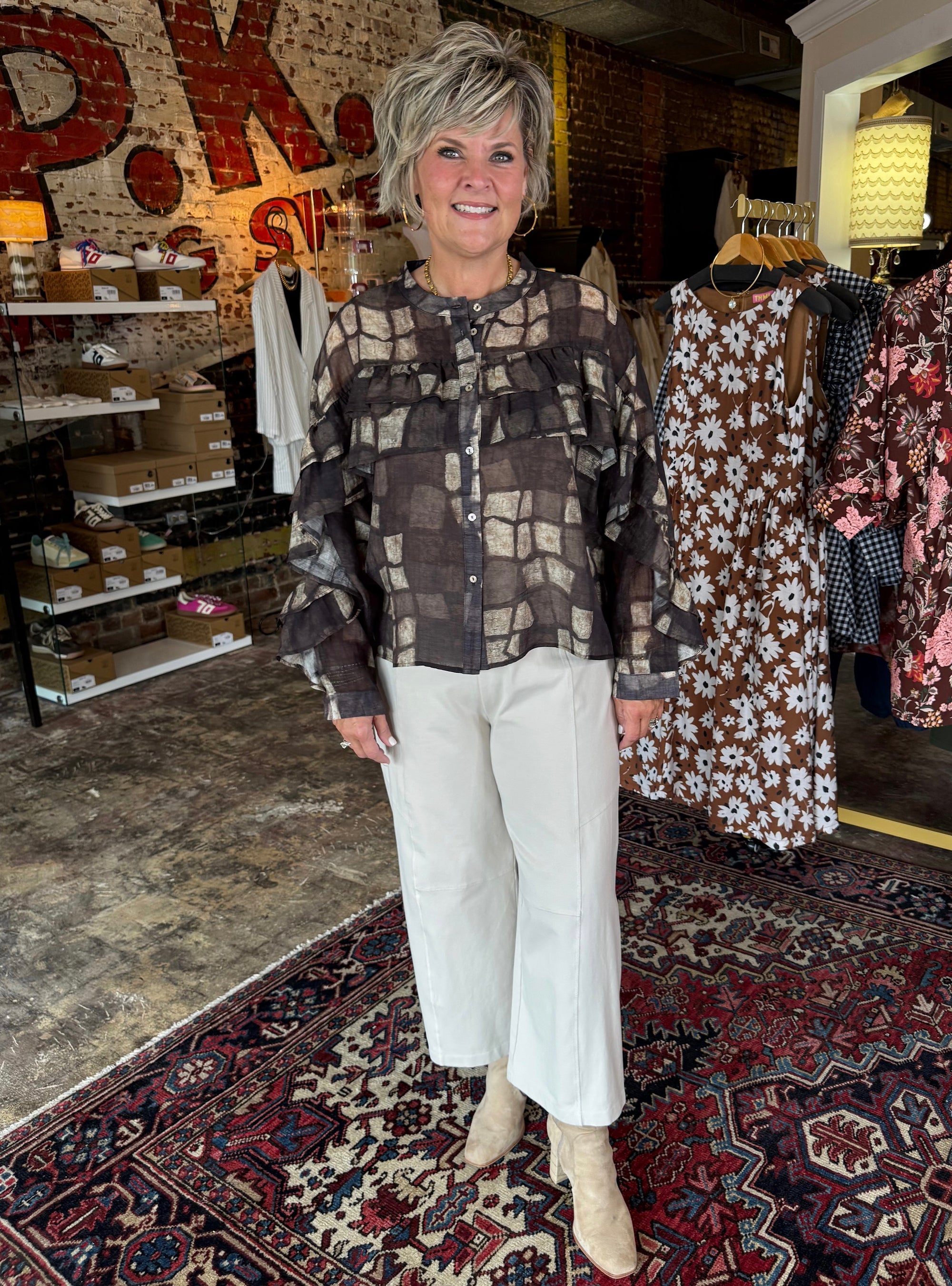 Lior Gala Taupe &amp; Beige Blouse