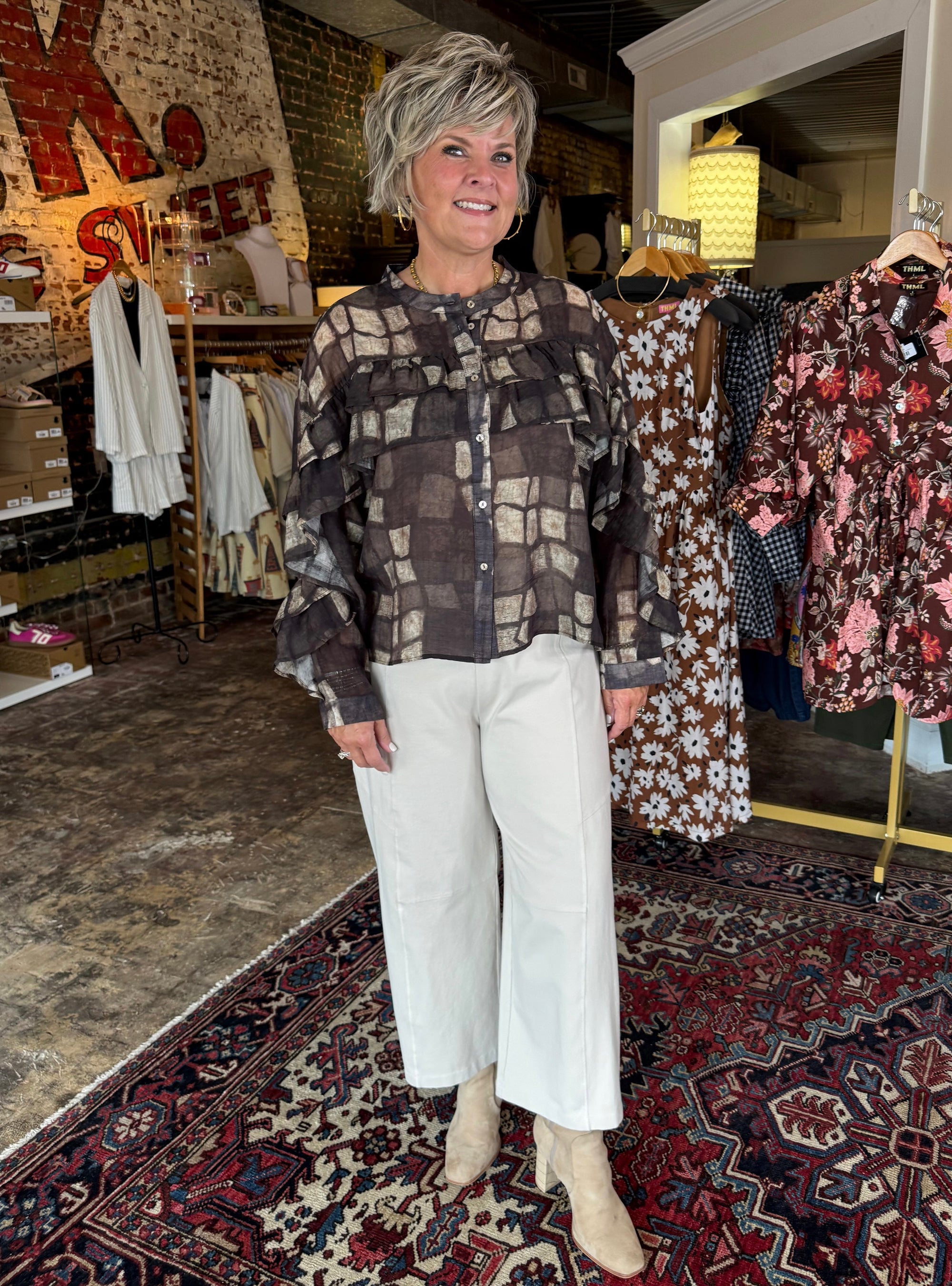 Lior Gala Taupe &amp; Beige Blouse