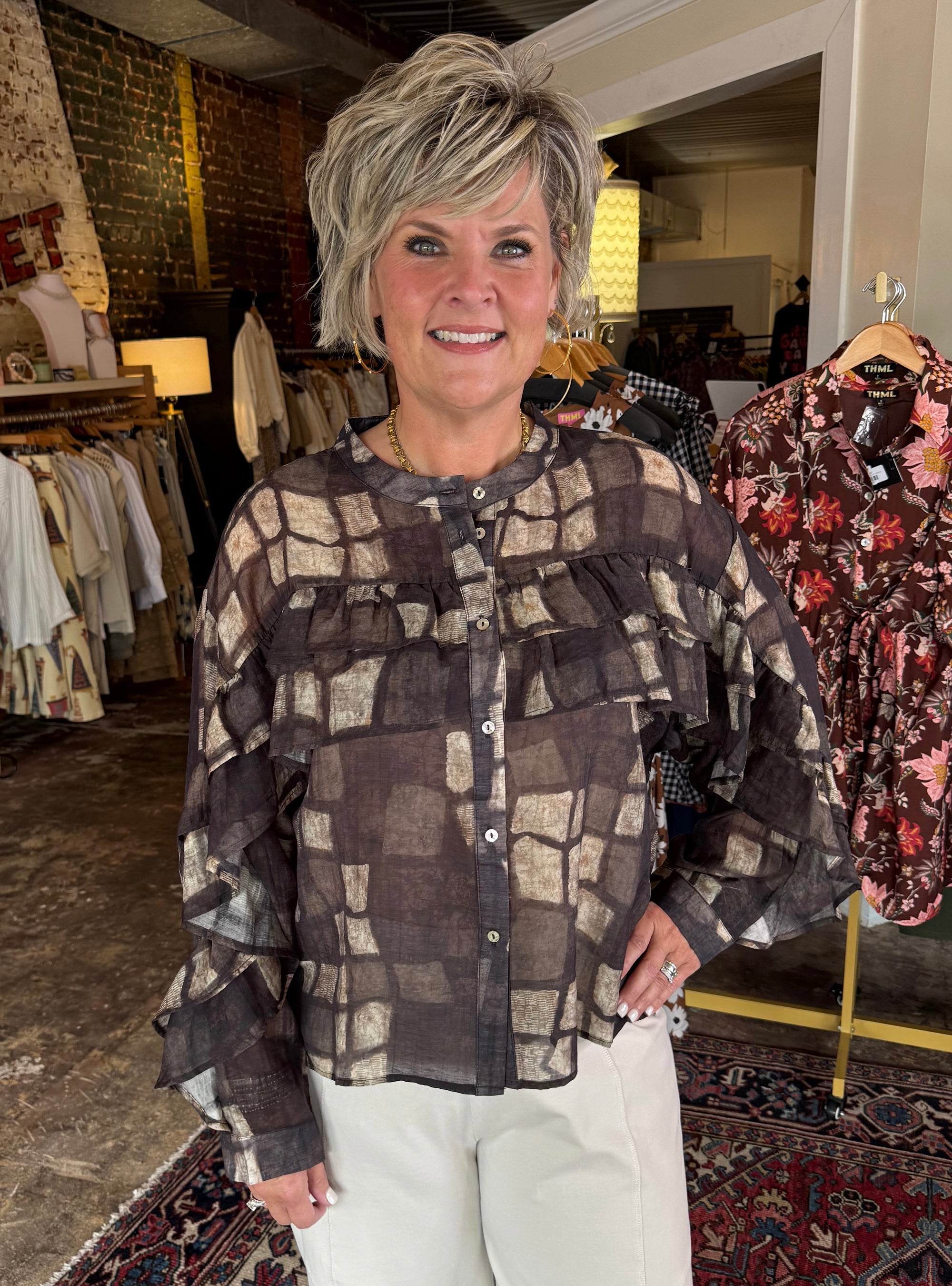 Lior Gala Taupe &amp; Beige Blouse