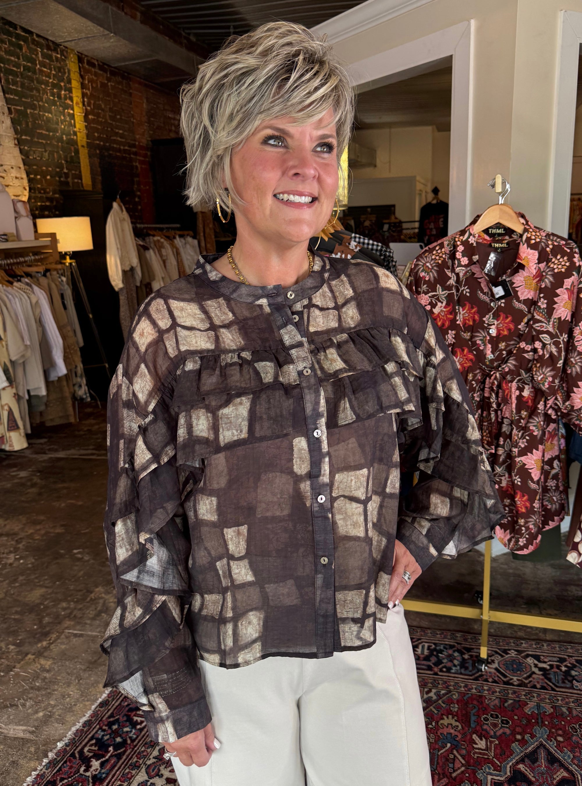 Lior Gala Taupe &amp; Beige Blouse