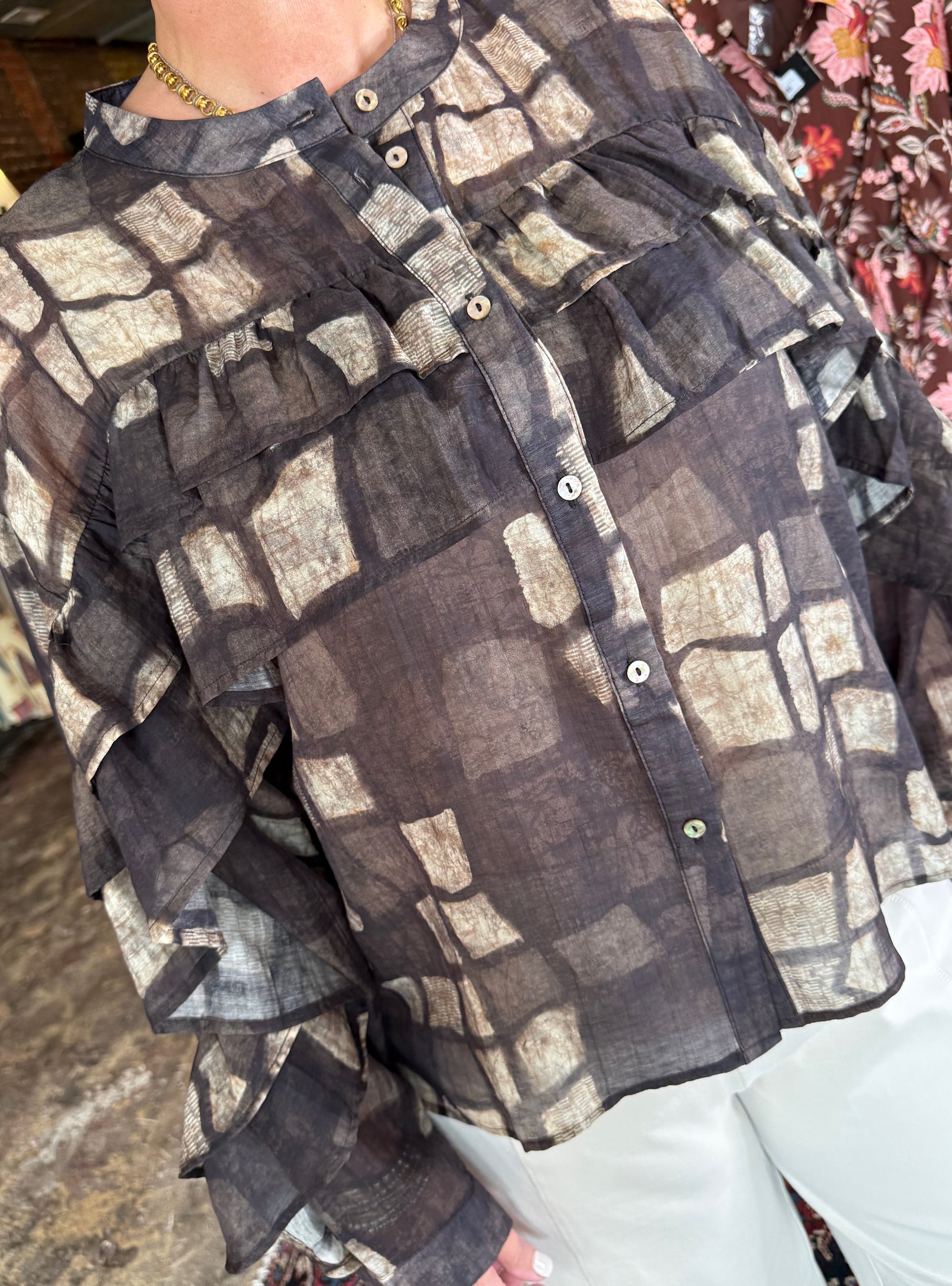 Lior Gala Taupe &amp; Beige Blouse