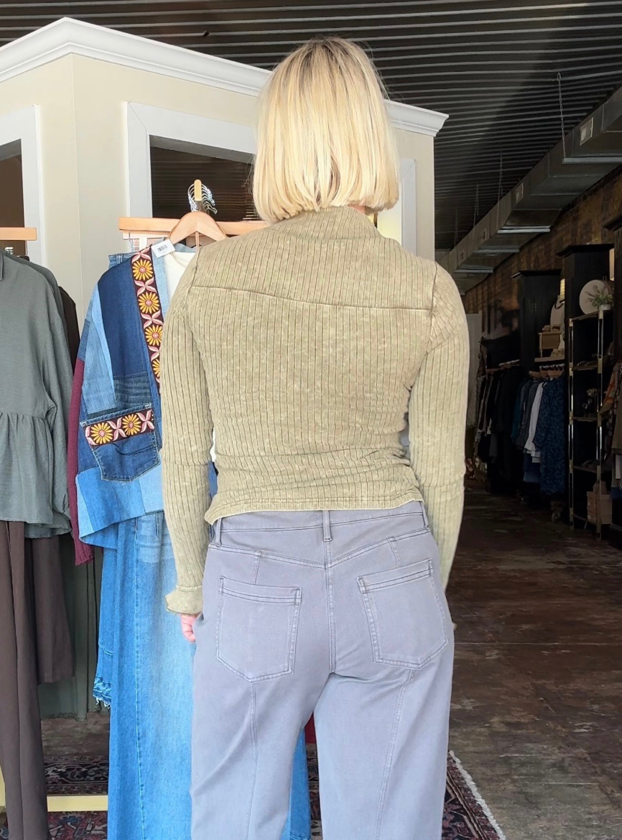 Olive At First Sight Ribbed Knit Top