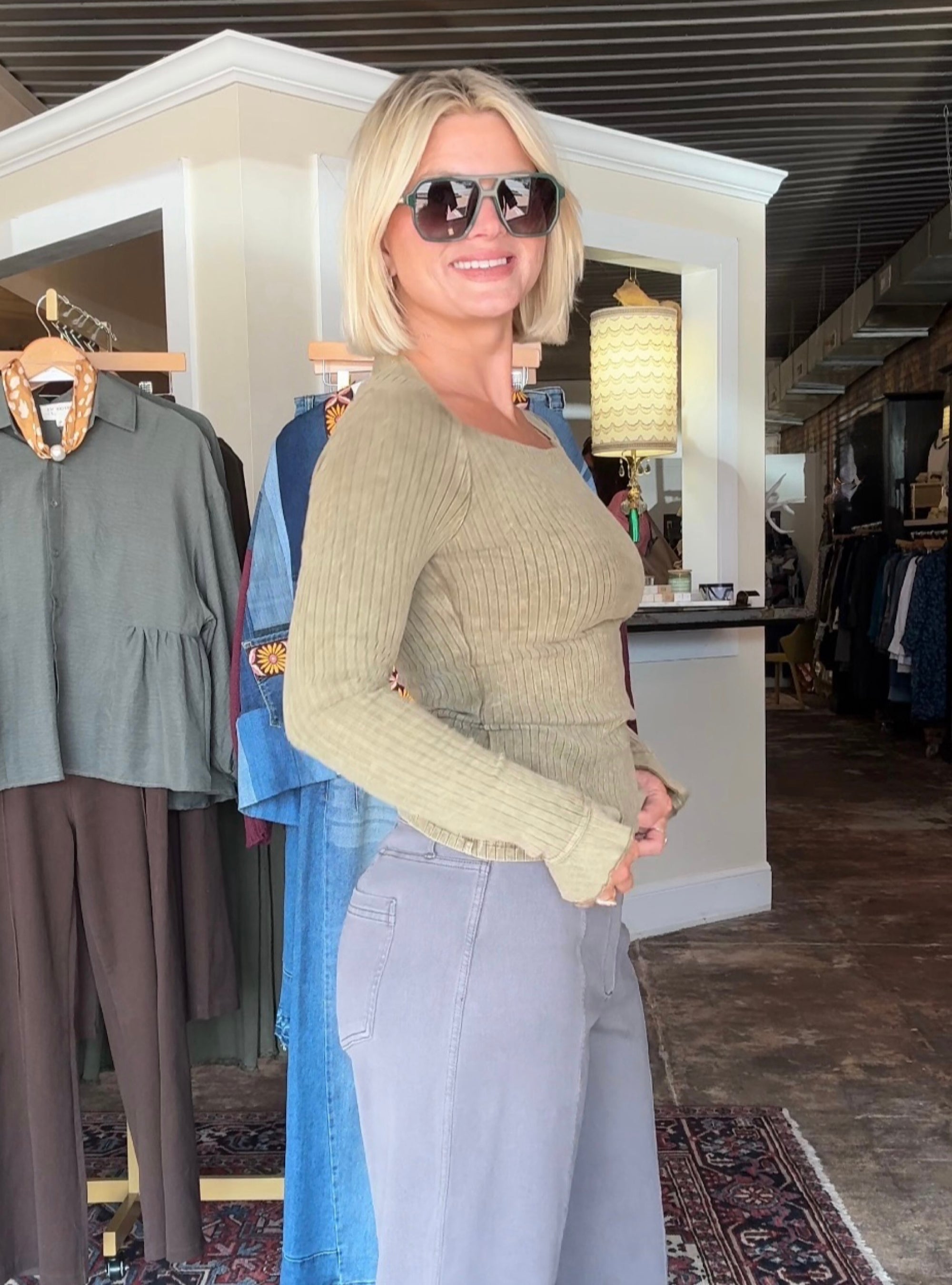 Olive At First Sight Ribbed Knit Top
