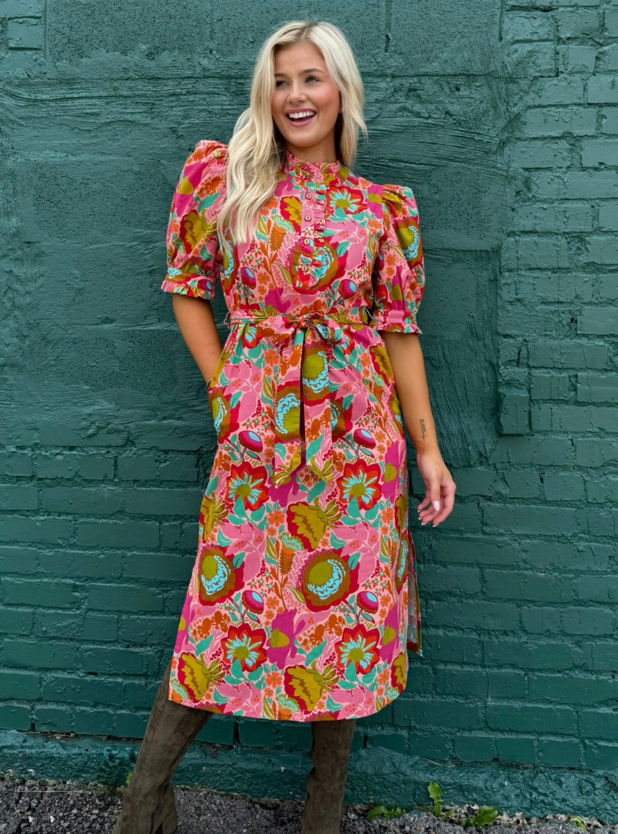 Uncle Frank Bouquet Midi Shirt Dress