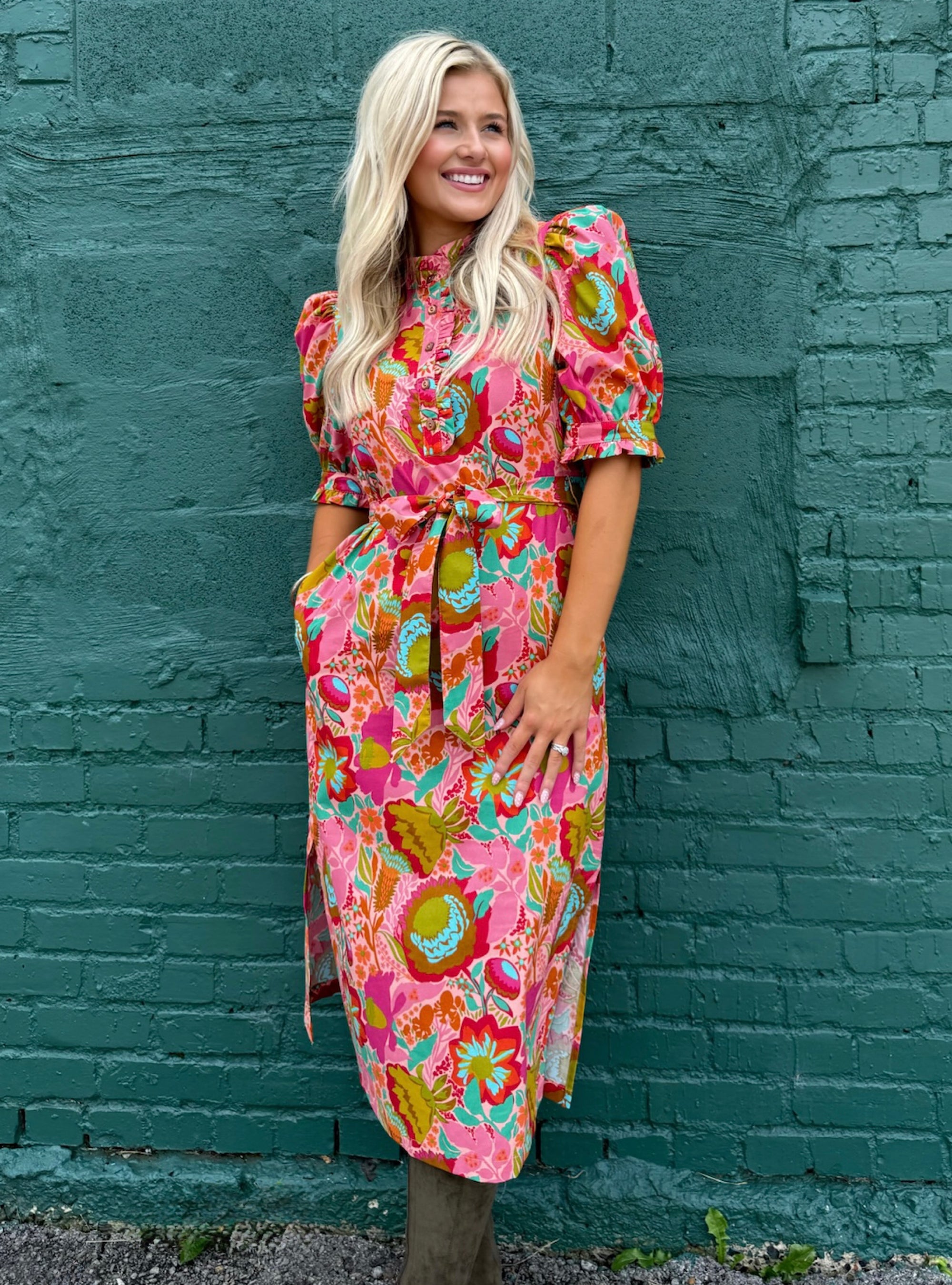 Uncle Frank Bouquet Midi Shirt Dress